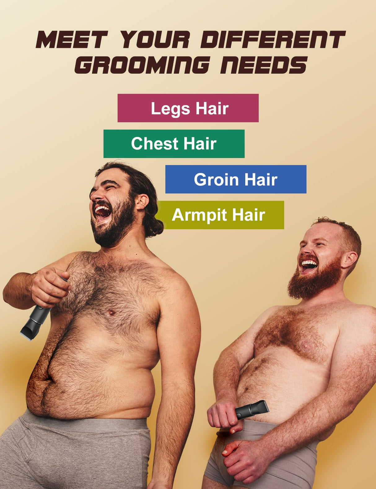 REYOLL Body Hair Trimmer for Men: Manscape Electric Razor, Versatile Hair Trimmer for Groin, Beard, Nose/Ear Hair, Waterproof & USB-C Rechargeable,Travel Lock,Christmas Gifts for Men