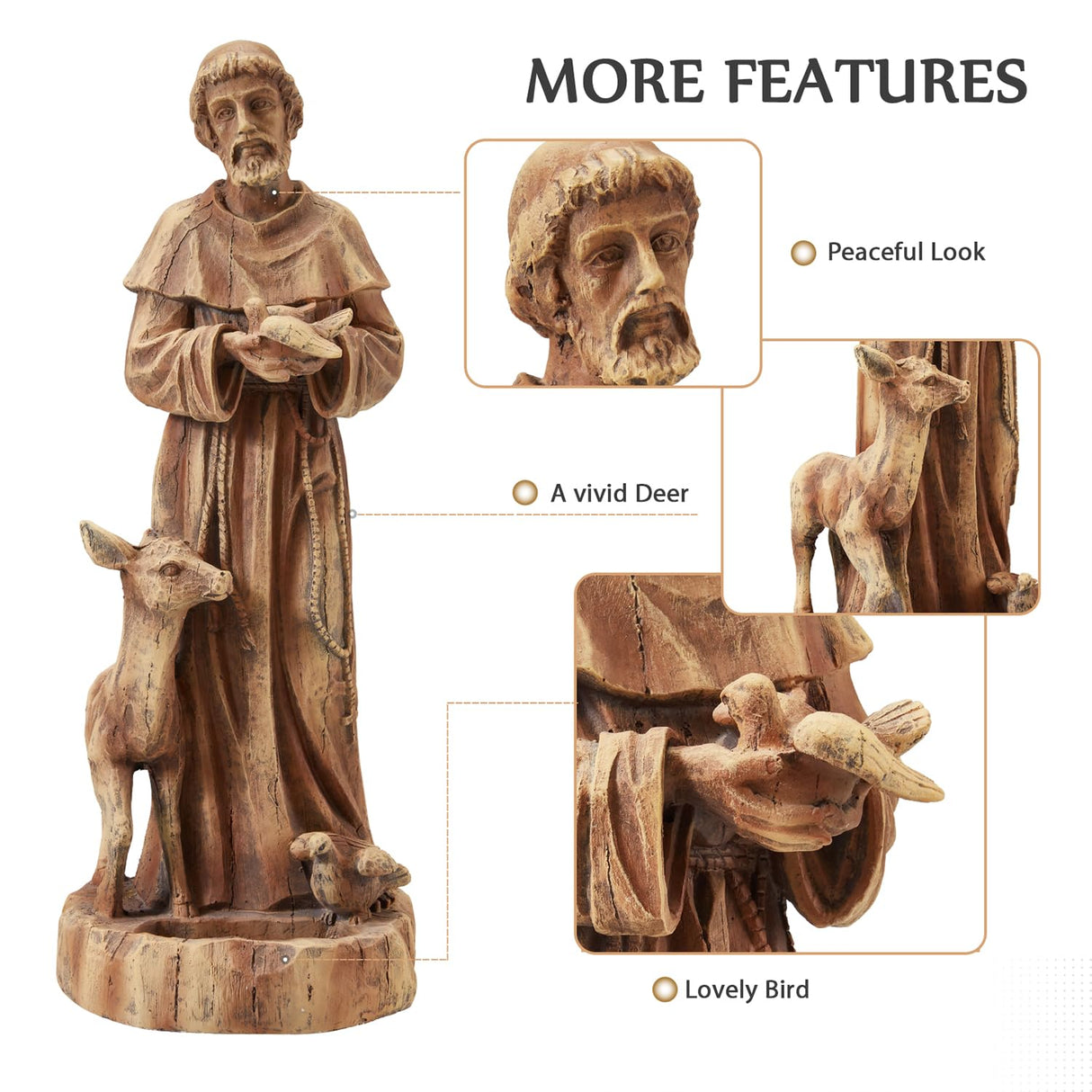 DSNAPE St Francis Garden Statue Outdoor All-Weather, 25" H Religious Saint Francis of Assisi Catholic Statue with Bird Feeder for Patio Yard Home Decor