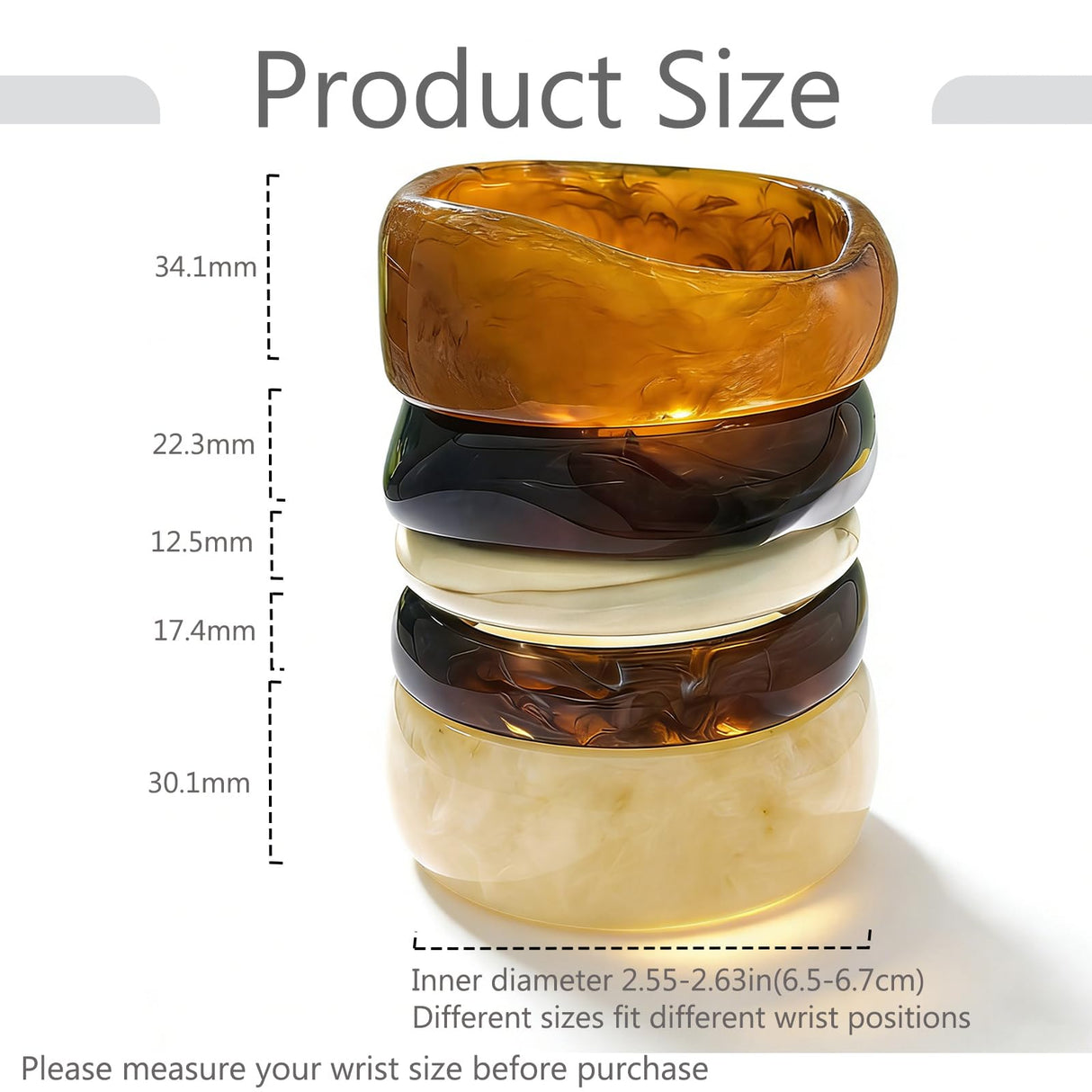 Dormklss 5 PCS Acrylic Resin Bracelet Set For Women Chunky Bangle Bracelets