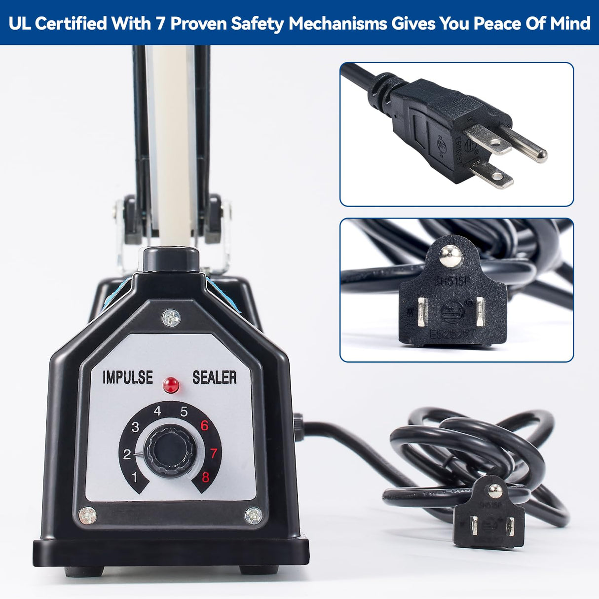 LinsnField Sealer Pro, 8-inch Impulse Heat Sealer, 2-mm Sealing Width Super Heavy Duty Bag Sealing Machine with Extra 2 Replacements,Black