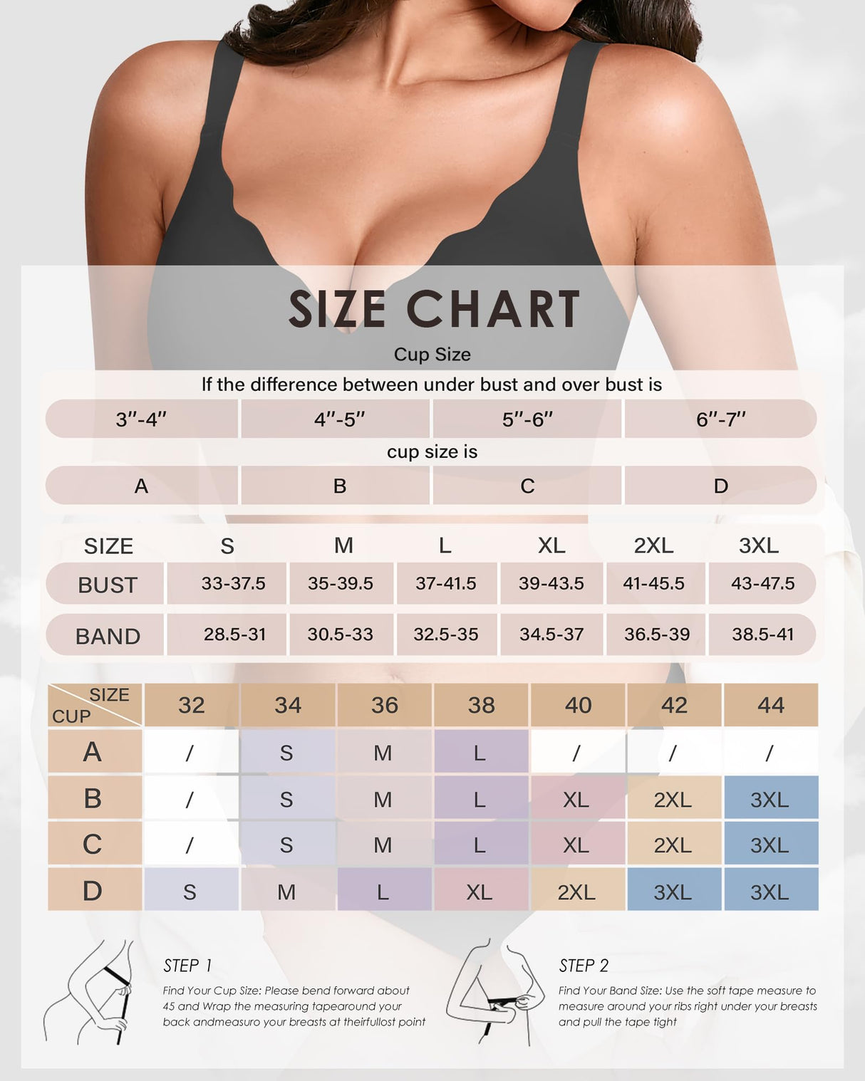 Seamless Wireless Bra for Women with Support - No Underwire Full Coverage Push Up Comfort Bras - Smoothing Fashion Clothing for Womens Girlfriend Gift - Christmas Birthday Gifts for Women(Black,L)