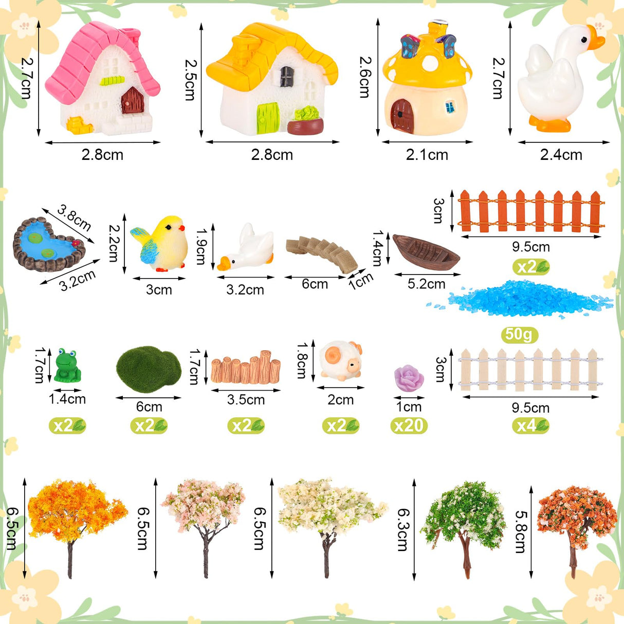 HIYZI 118 PCS Mini Fairy Garden Accessories Kit Miniature Garden Decorations Set Tiny Figurines for DIY Micro Landscape Terrarium Succulent Craft Decor Potted Horticulture Ornaments