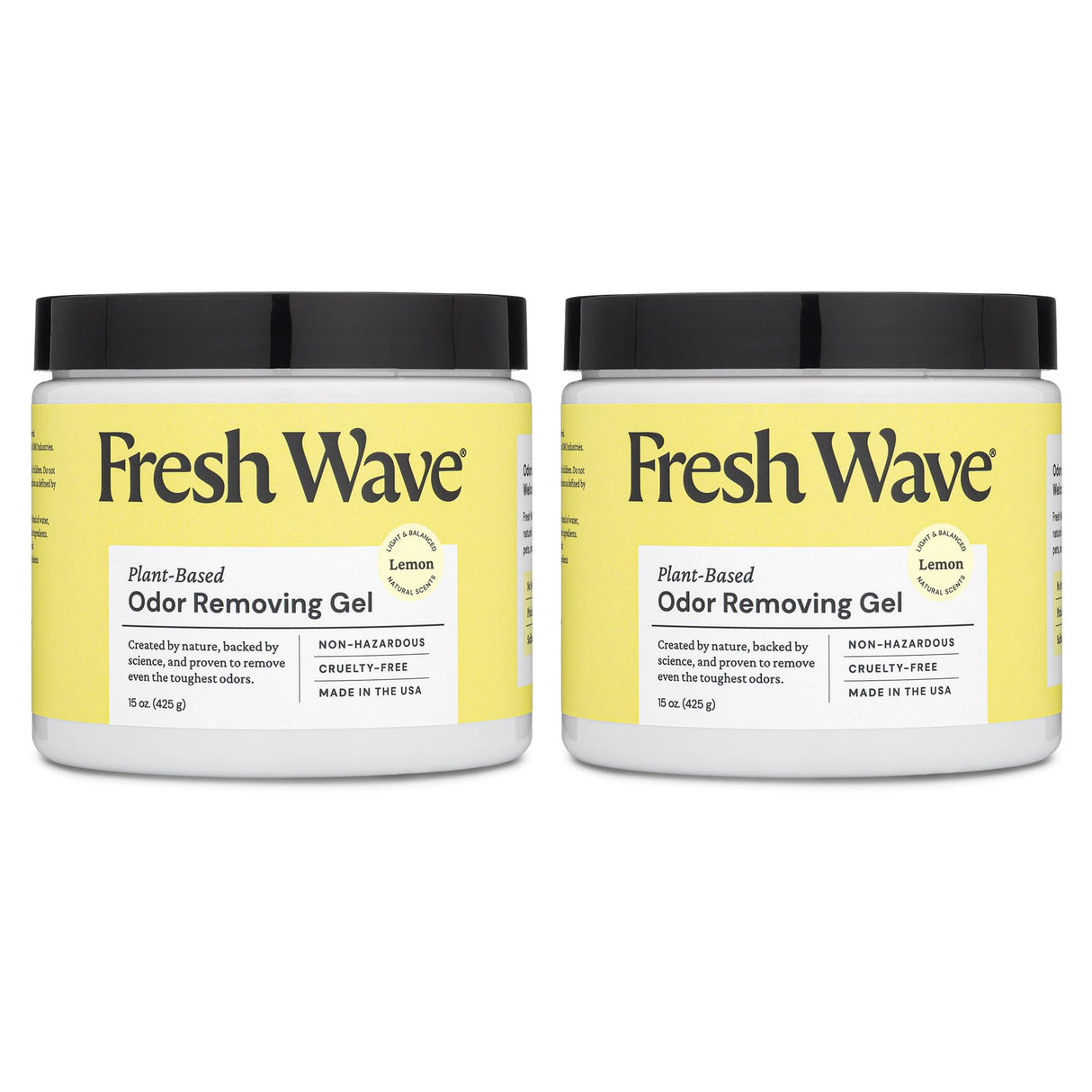 Fresh Wave Lemon Odor Removing Gel, 15 oz., Pack of 2 - Safer Odor Absorbers for Home, Natural Plant-Based Odor Eliminator, Every 15 oz. lasts 30-60 Days, For Cooking, Trash & Pets