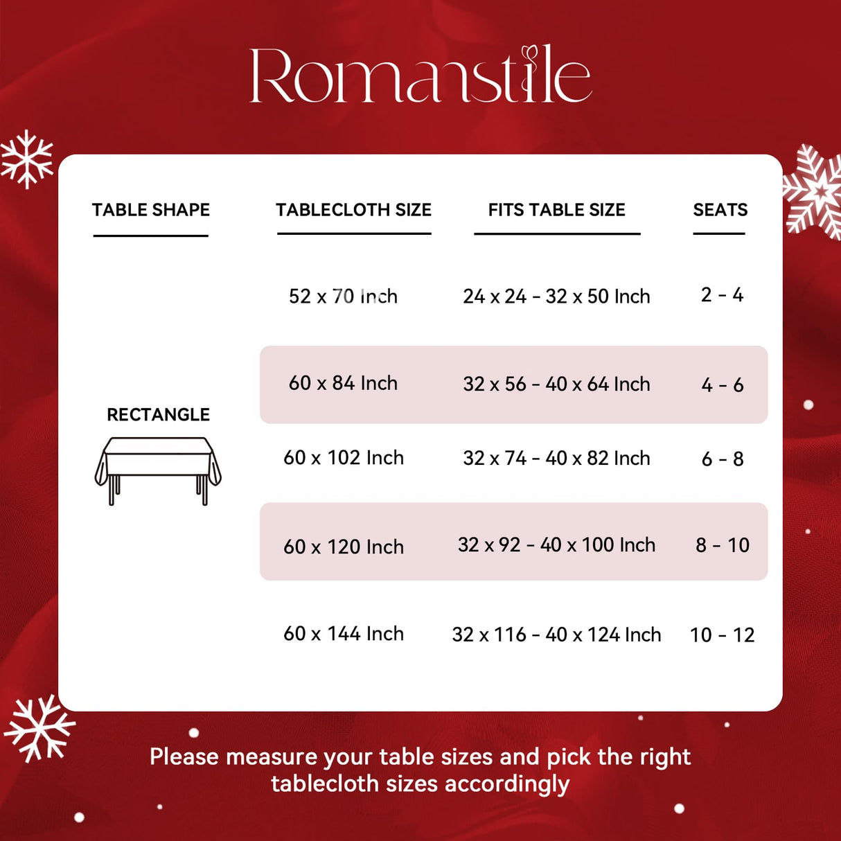 Romanstile Christmas Jacquard Rectangle Tablecloth - Winter Waterproof Damask Floral Decorative Table Cloths Heavy Weight Fabric Table Covers for Dinner/Parties/Holiday - 60 x 102 Inch, Red