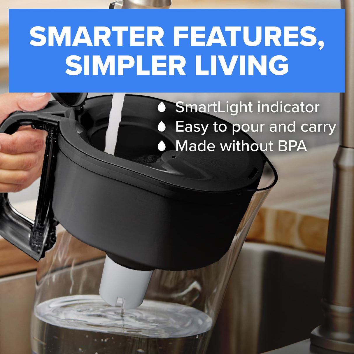 Brita Metro Small 6-Cup Water Filter Pitcher with BritaPlus Filter, WQA NSF/ANSI Certified, Reduces 2X Contaminants vs. Standard, Reduces Chlorine, Zinc, Copper, Mercury & More, Clear