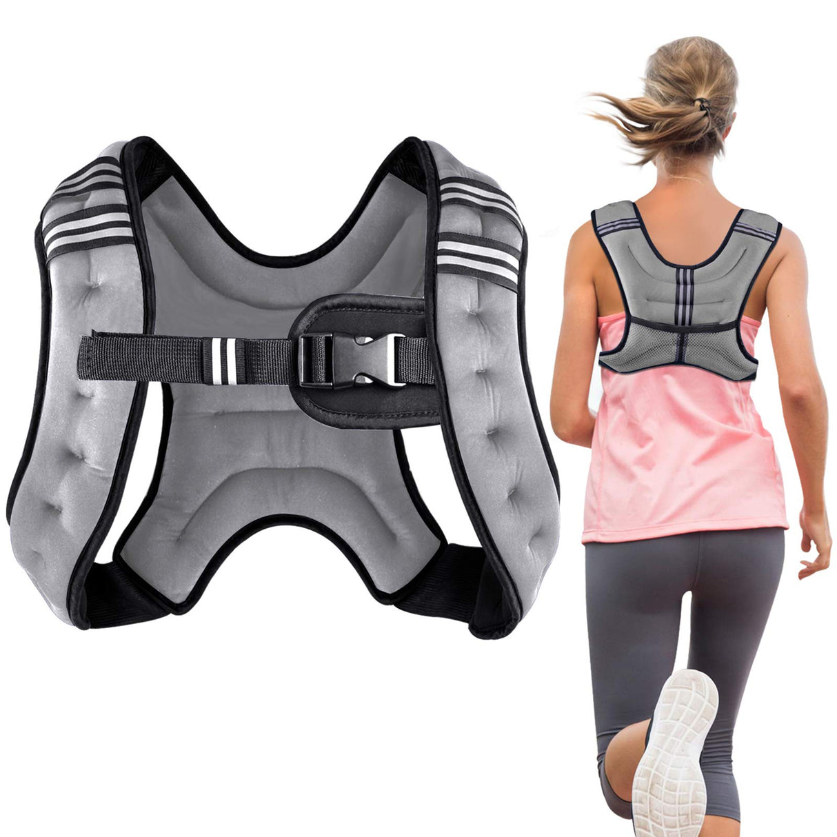 Henkelion Weighted Vest Weight Vest for Men Women Kids Weights Included, Body Weight Vests Adjustable for Running, Training Workout, Jogging, Walking - Grey - 8 Lbs
