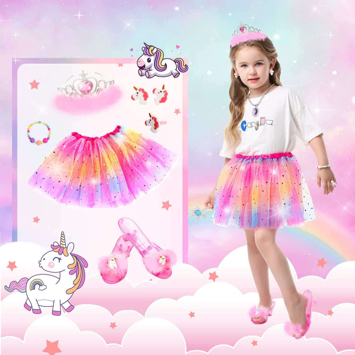 HAMSILY Princess Dress Up for Girl 3 4 5 6 Years Old Birthday Gifts Toys