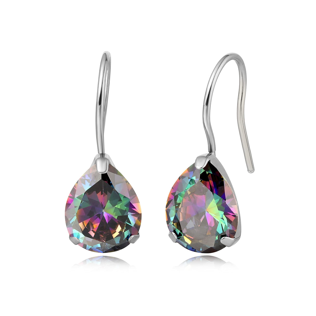 Limerencia Hypoallergenic Pure Titanium Cubic Zirconia Dangle Hoop Earrings, Water drops CZ/Opal Lightweight Drop Earrings for Sensitive Ears Women