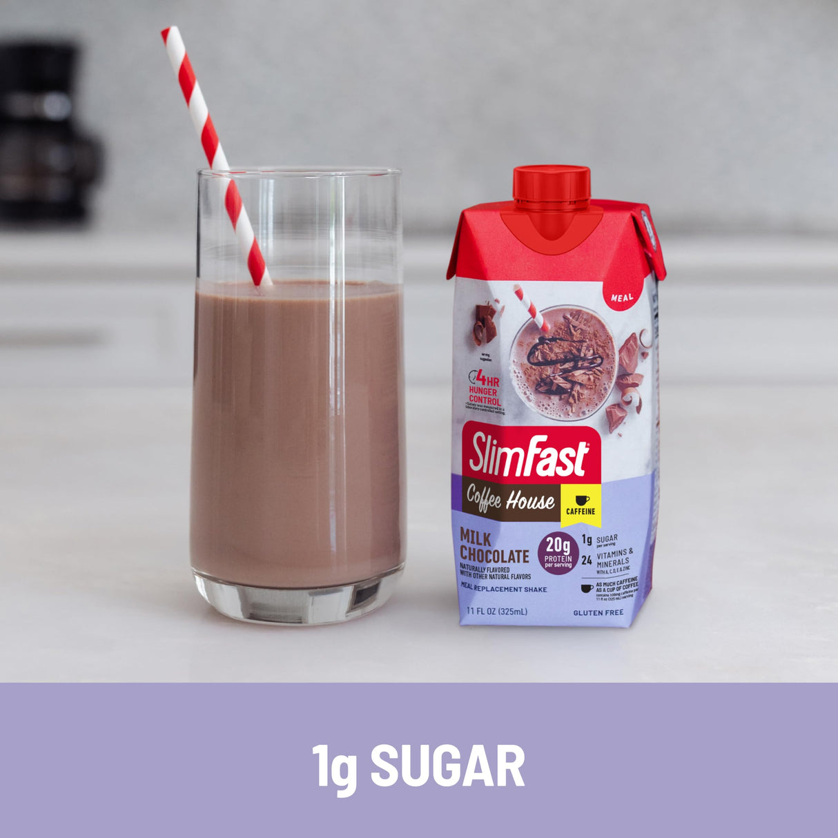 SlimFast Protein Shake, NEW Milk Chocolate- 20g Protein, Meal Replacement Shake Ready to Drink, High Protein with Low Carb and Low Sugar, 24 Vitamins and Minerals, 11 Fl Oz (Pack of 12)