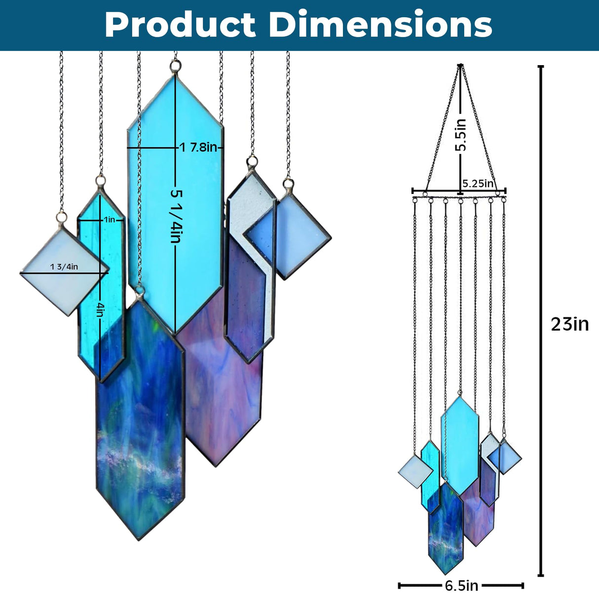 Sensory4u Stained Glass Suncatchers Window Hanging Wall Art Element Earth Tones Modern Design Home Decor Or Garden Suncatcher (Blue)