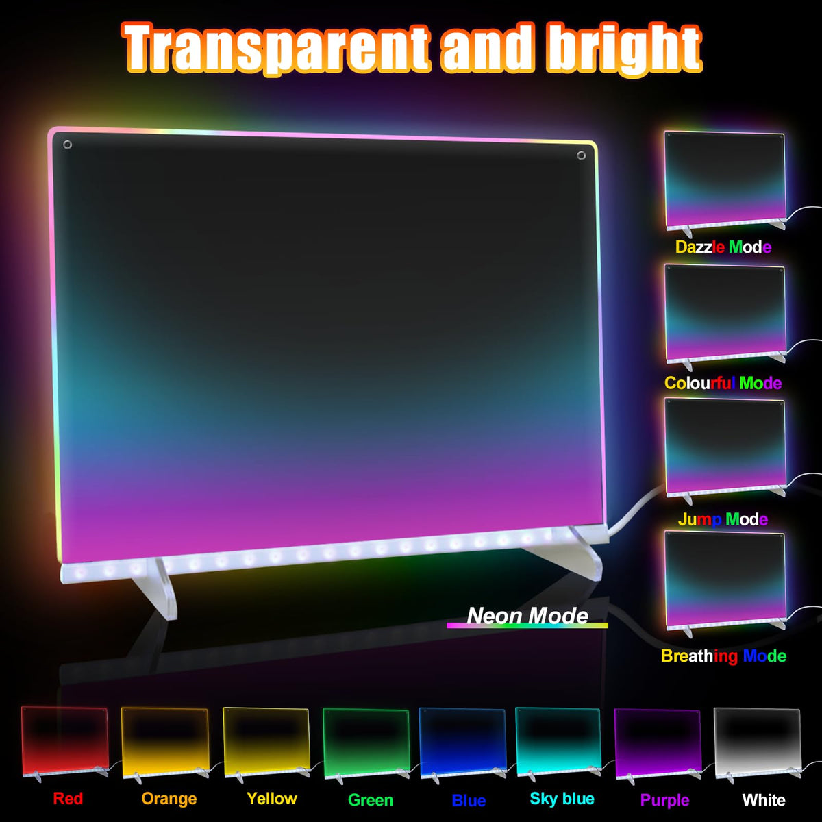 Signsxcel Led Note Board with Colors,16''Drawing Tablet,6 Modes & 8 Colors Light Up Drawing Board,Kids Toy with 13 Light Effects,Birthday Holiday Day Gifts for Girls & Boys Age 3+(White)