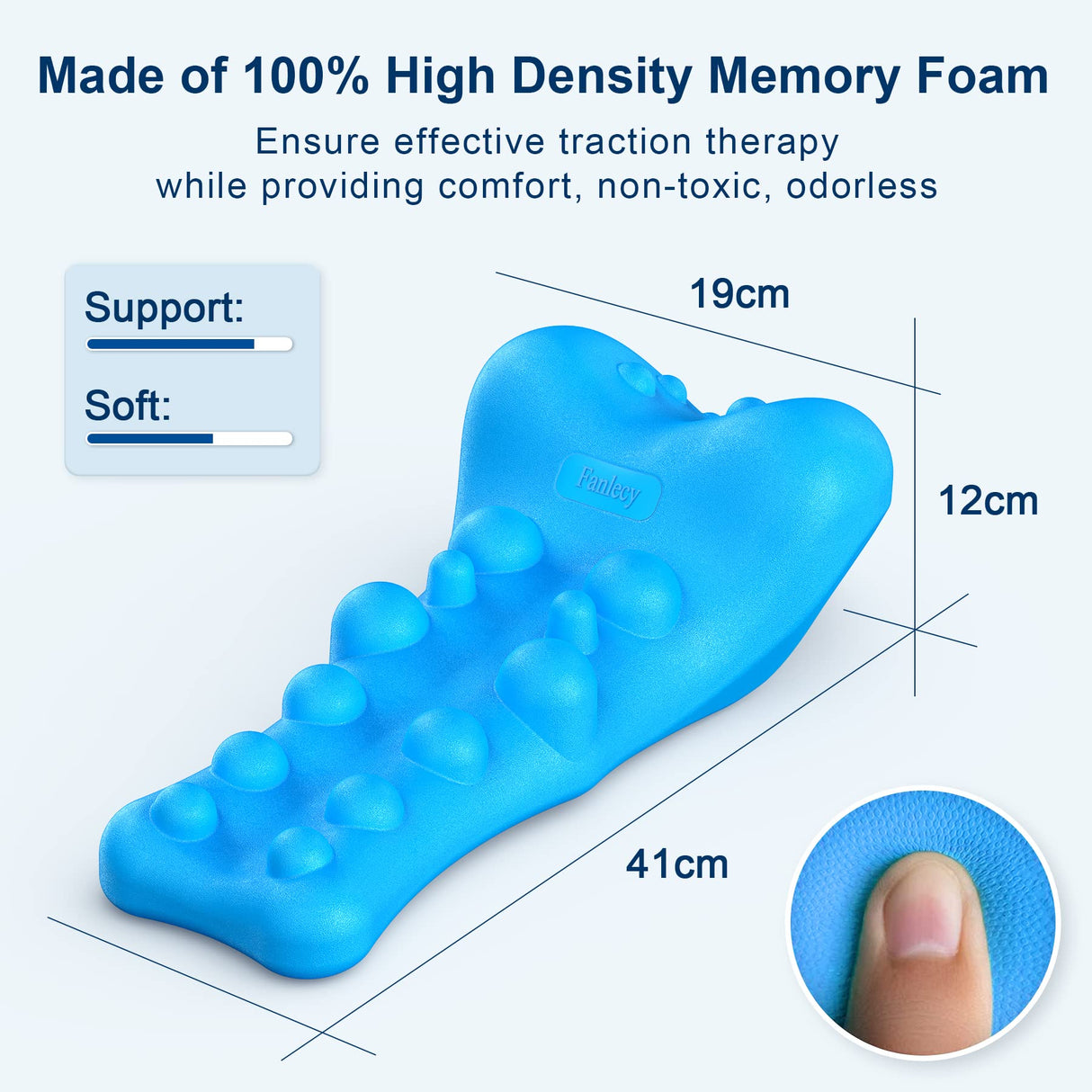 Fanlecy Neck and Shoulder Relaxer with Upper Back Massage Point, Cervical Traction Device Neck Stretcher for TMJ Pain Relief and Cervical Spine Alignment Chiropractic Pillow (Blue)