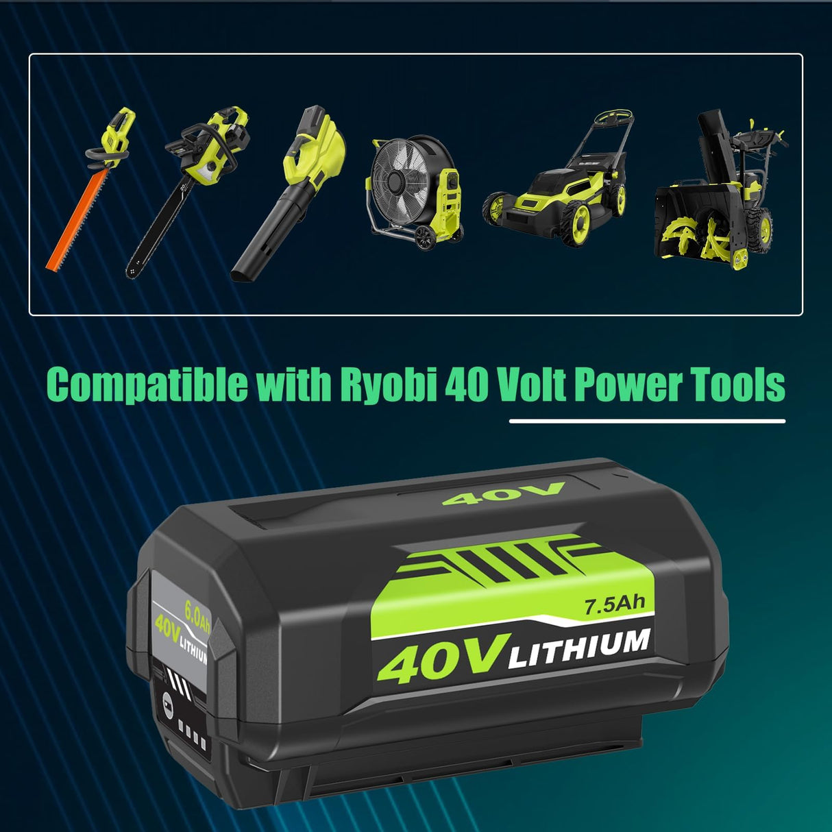 2Pack 40v 7.5Ah OP4026A Battery Replacement for Ryobi 40V Battery Compatible with Ryobi 40 Volt Battery Lithium OP4026A OP4015 OP4040 OP40201 OP4050A OP4015 OP40261 OP4030 OP40401 Power Tools