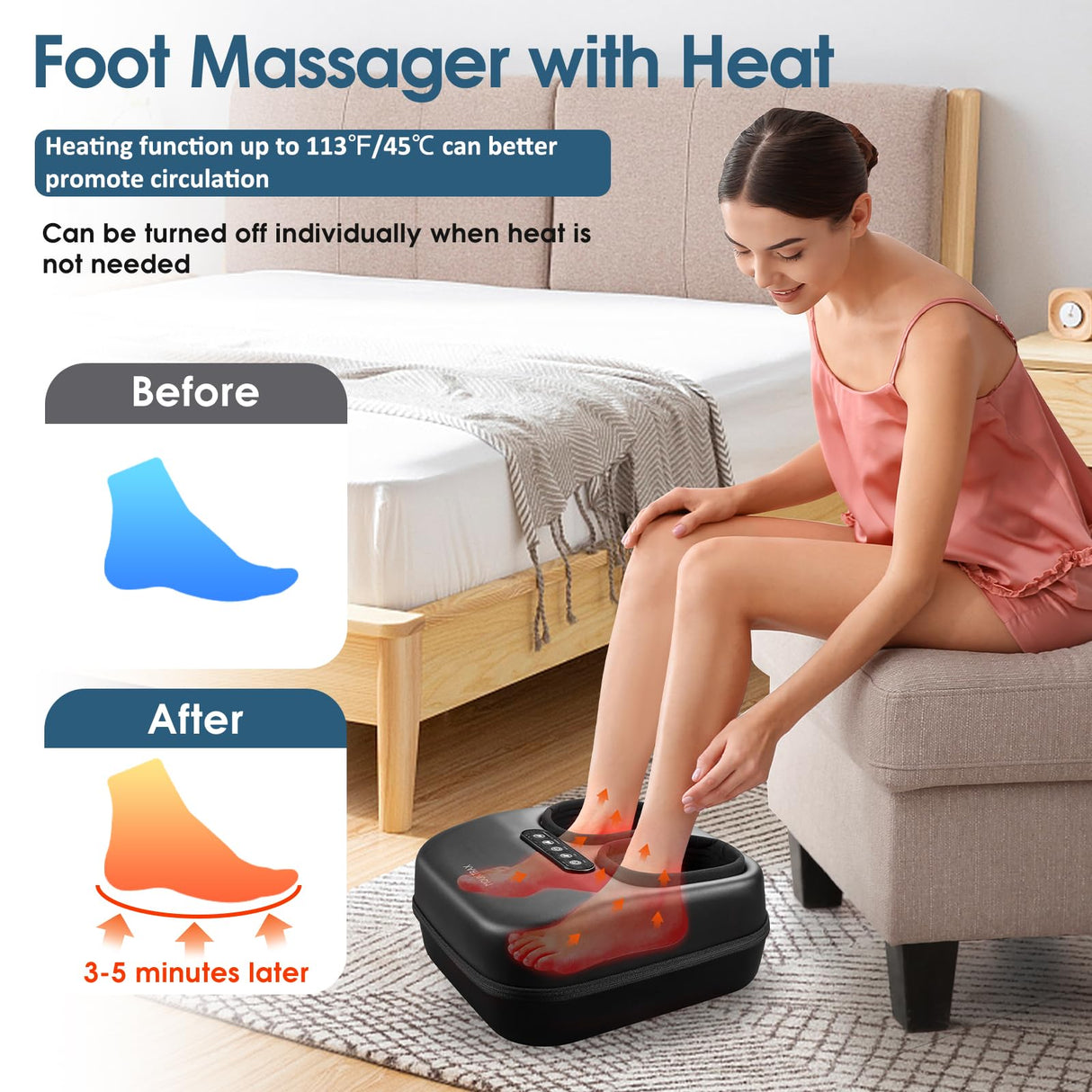 MOUNTRAX Shiatsu Foot Massager with Heat, DIY Gift Ideas for Mom Dad Women Men, Deep Kneading Foot Massager for Plantar Fasciitis, Improve Circulation and Pain Relief