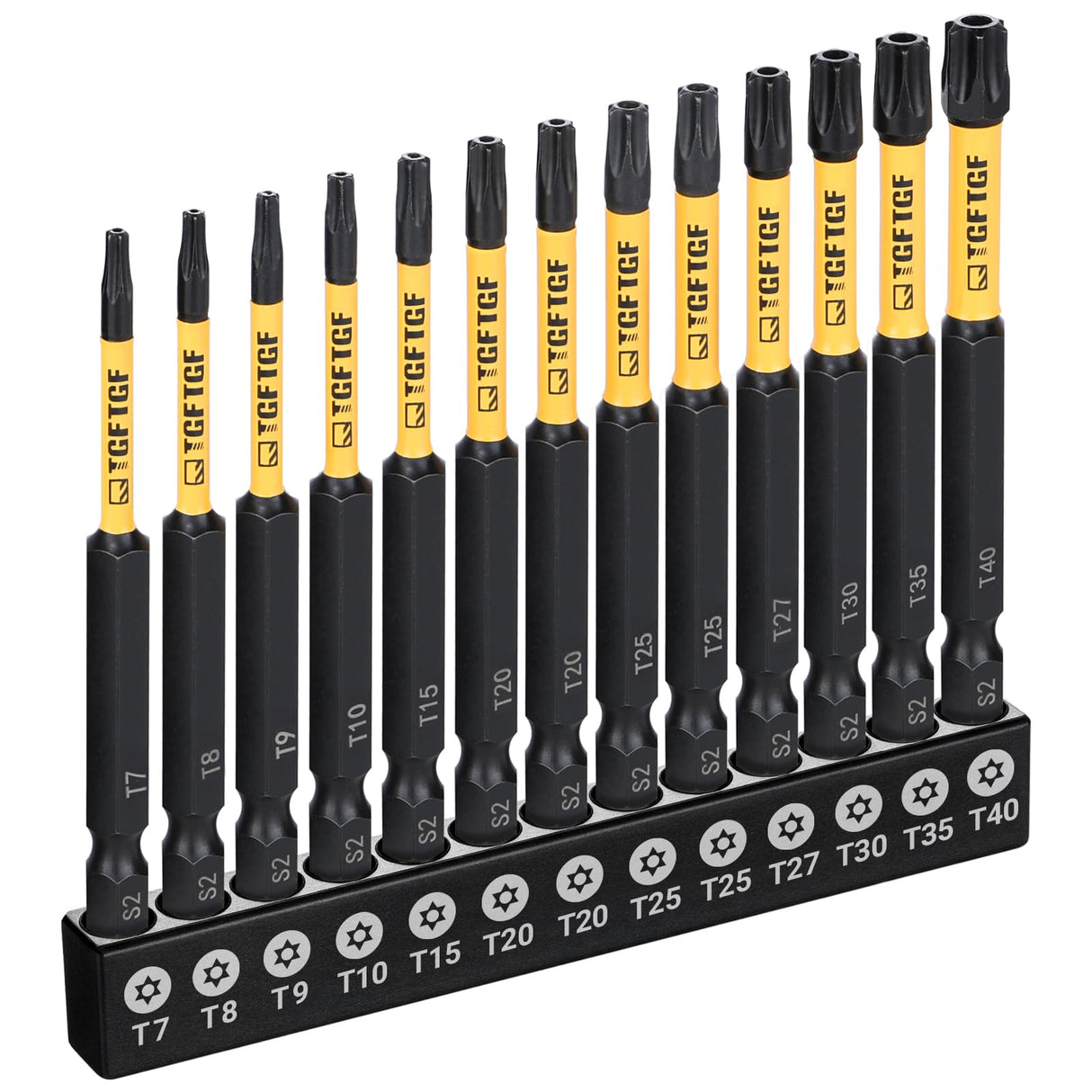 TGFTGF Impact Torx Bit Set 13PCS (TT7-TT40), 3” S2 Steel Security Torx, Tamper Proof Torque Star Bit Set with Magnetic CNC Machined Tips, Impact Screwdriver Bits with Storage Case