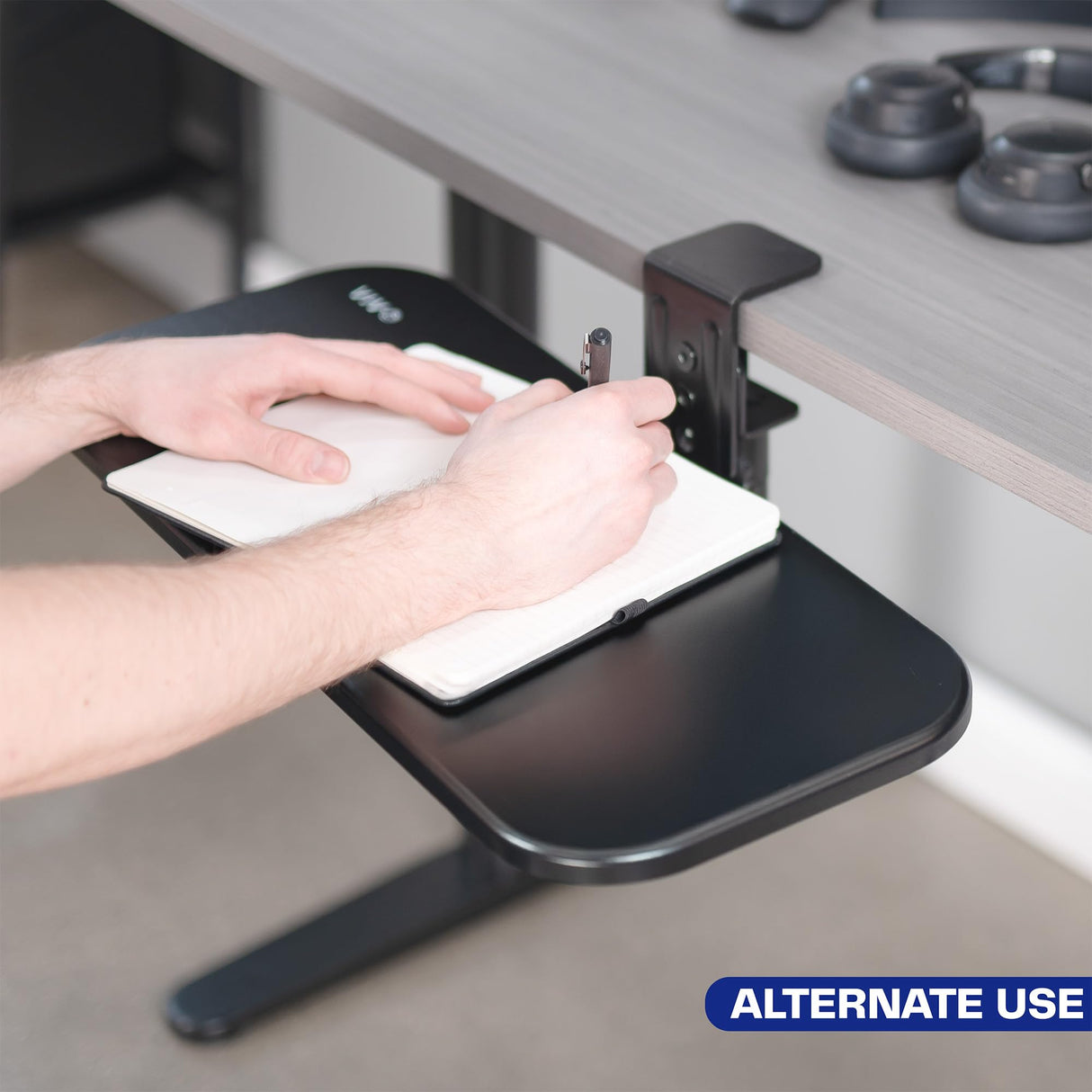 VIVO Clamp-on 23 x 10 inch Rotating Computer Keyboard and Mouse Tray, Extra Sturdy Desk Swivel Clamp, Ergonomic Typing, Black, MOUNT-KB04CB