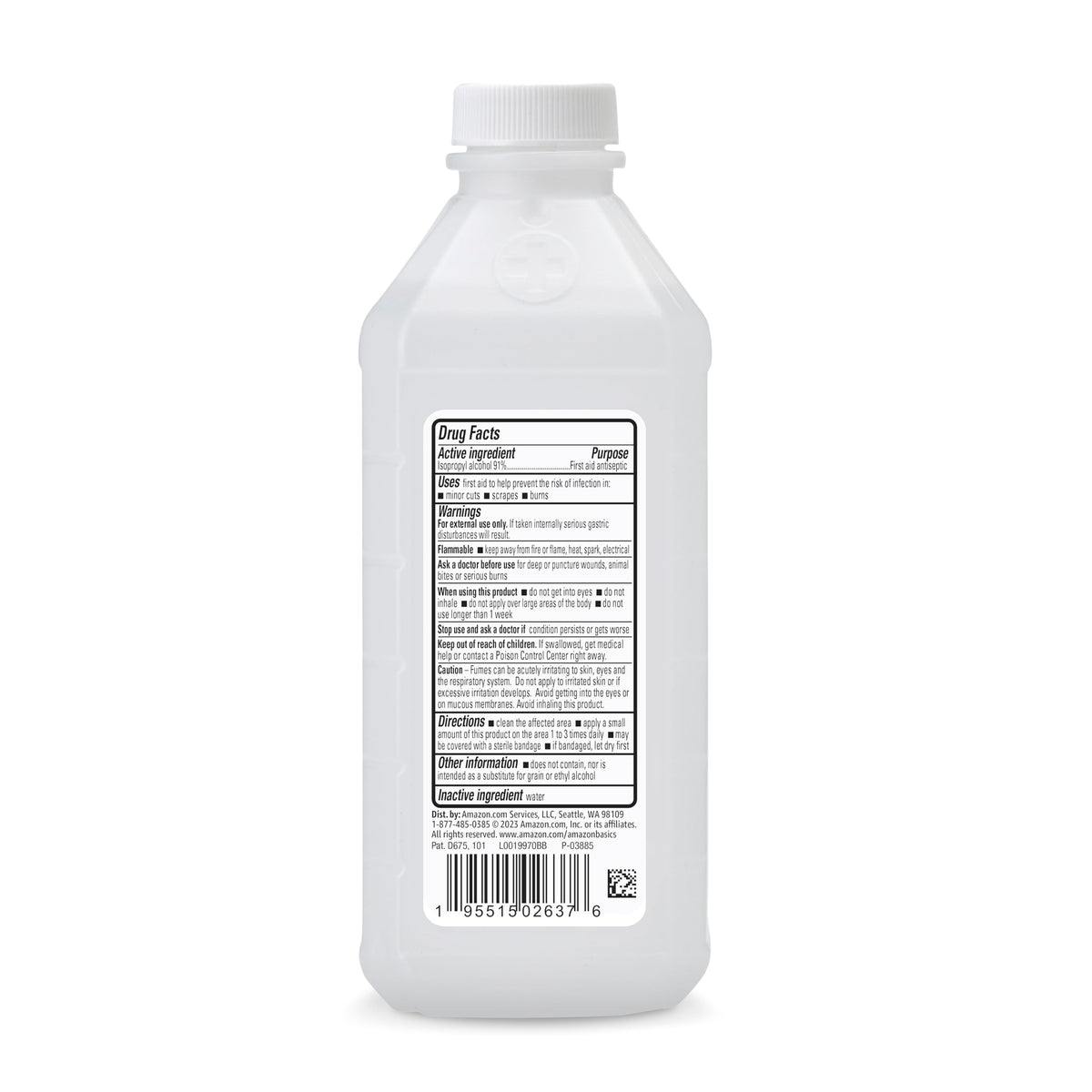 Amazon Basics 91% Isopropyl Alcohol First Aid Antiseptic for Minor Cuts, Scrapes and Infection Protection, Unscented, 16 fl oz, 12-Pack