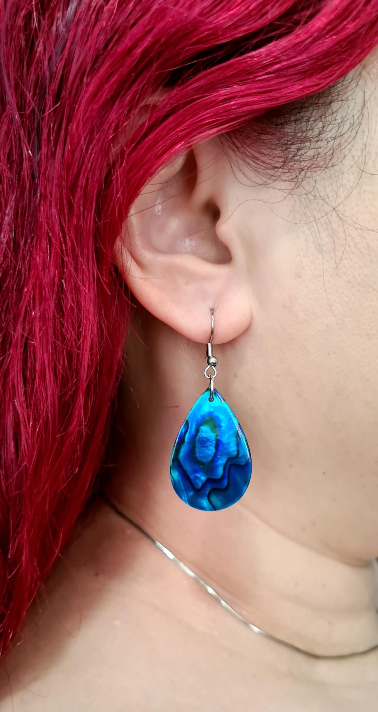 Swimmi Genuine Blue Paua Abalone Shell Teardrop Dangle Earrings GA249-A