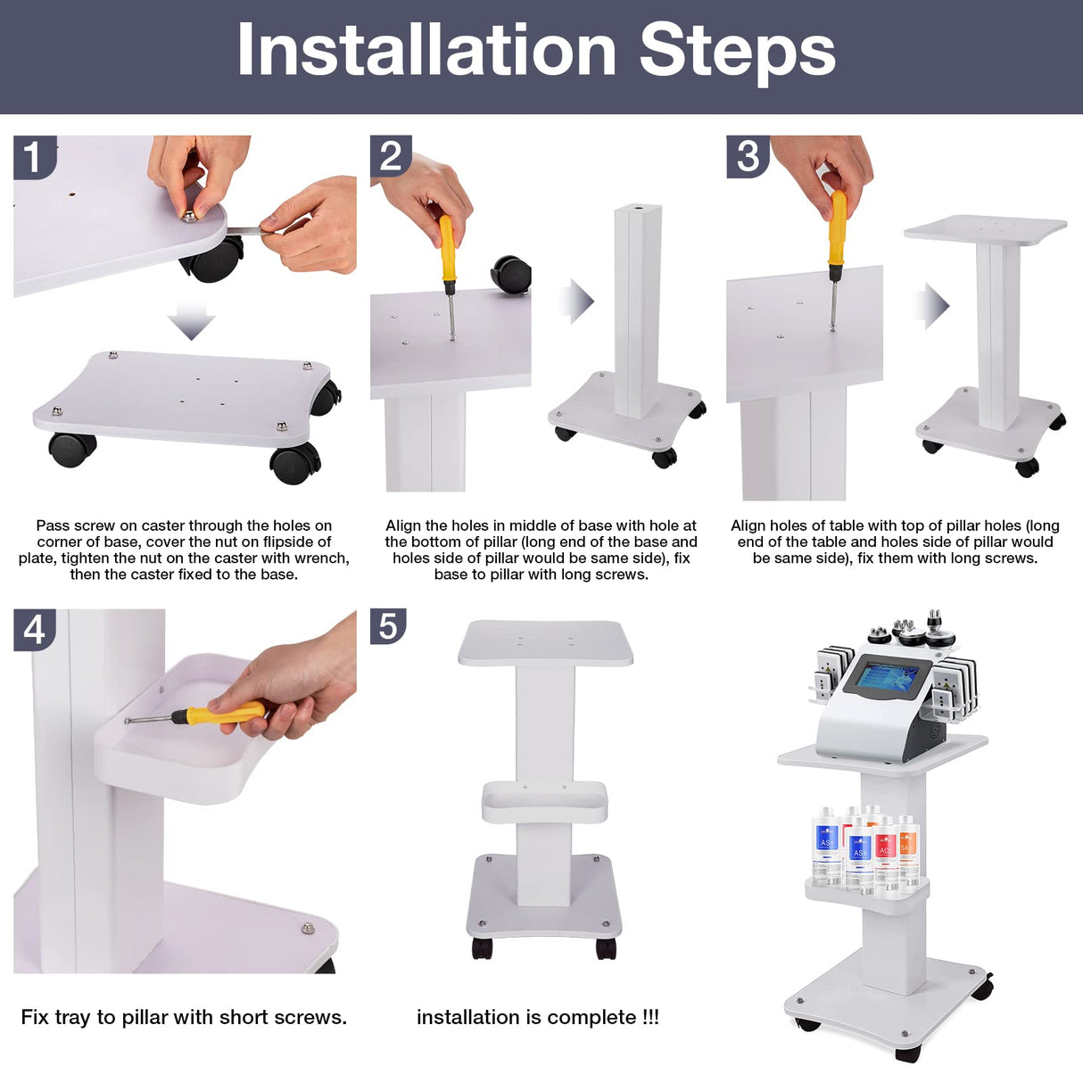 Esthetician Trolley Cart with Wheels, Aluminum Salon Spa Beauty Machine Trolley Stand, Load 135Lbs, 3 Tier Beautician Rolling Cart Esthetician Machine Mobile Handcart for Beauty Instrument Storage