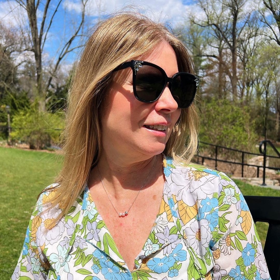 Sereney Sterling Silver Grandma Necklace as Christmas Gifts for Grandma, 3 Generations Necklace for Mom Gigi Gifts, Pearl Strands Necklaces Grandmother Jewelry, Nana Gift for Mom from