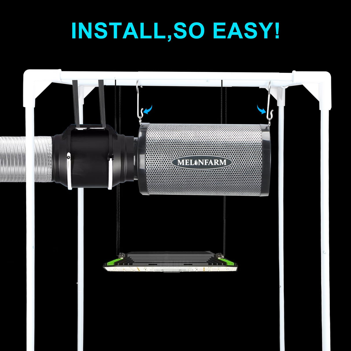 MELONFARM 6" Air Carbon Filter Smelliness Control with Australia Virgin Charcoal, Odor Removal Carbon Filter for Grow Tent, Inline Fan, Hydroponics, Pre-Filter Included, Insulated Flange 6" x 12"