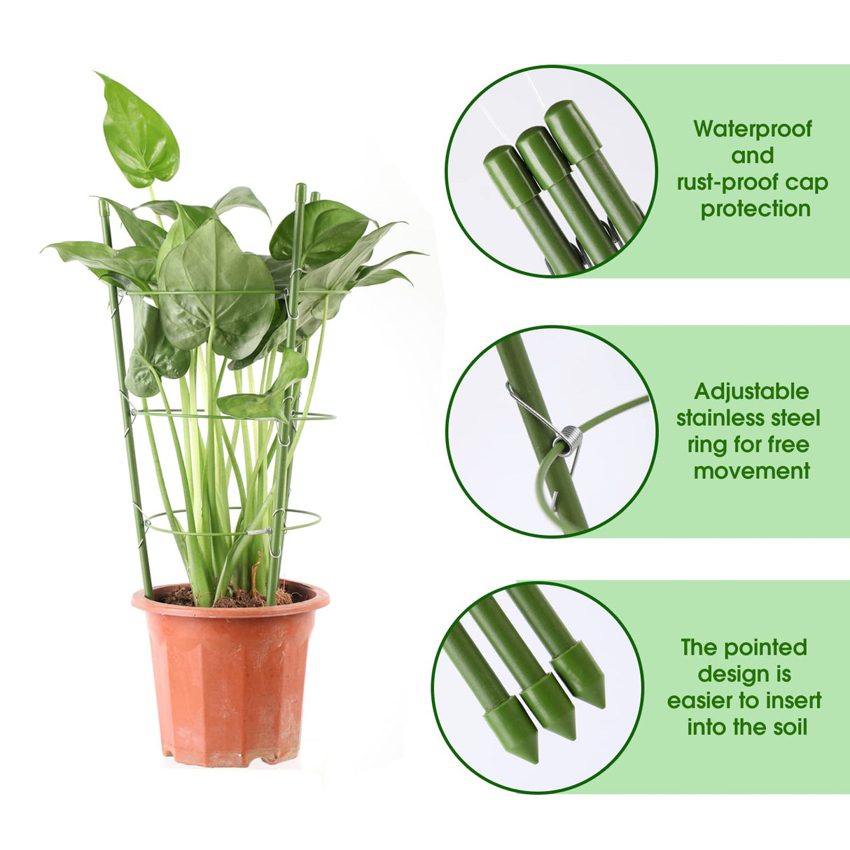 8 Pack Tomato Cage Plant Support Cages for Garden, 18 inches Tomato Trellis for Climbing Plants, Upgrade Garden Plant Stakes with Adjustable Ring, Tomato Rings for Support