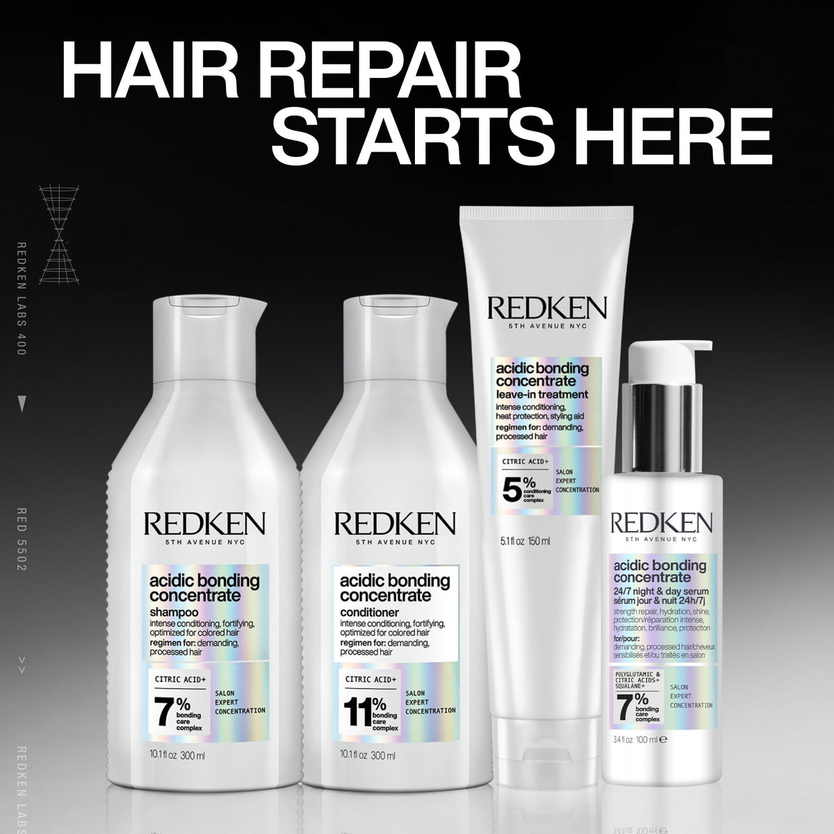 Redken Acidic Bonding Concentrate Shampoo – For Damaged Hair, 10.1 fl oz