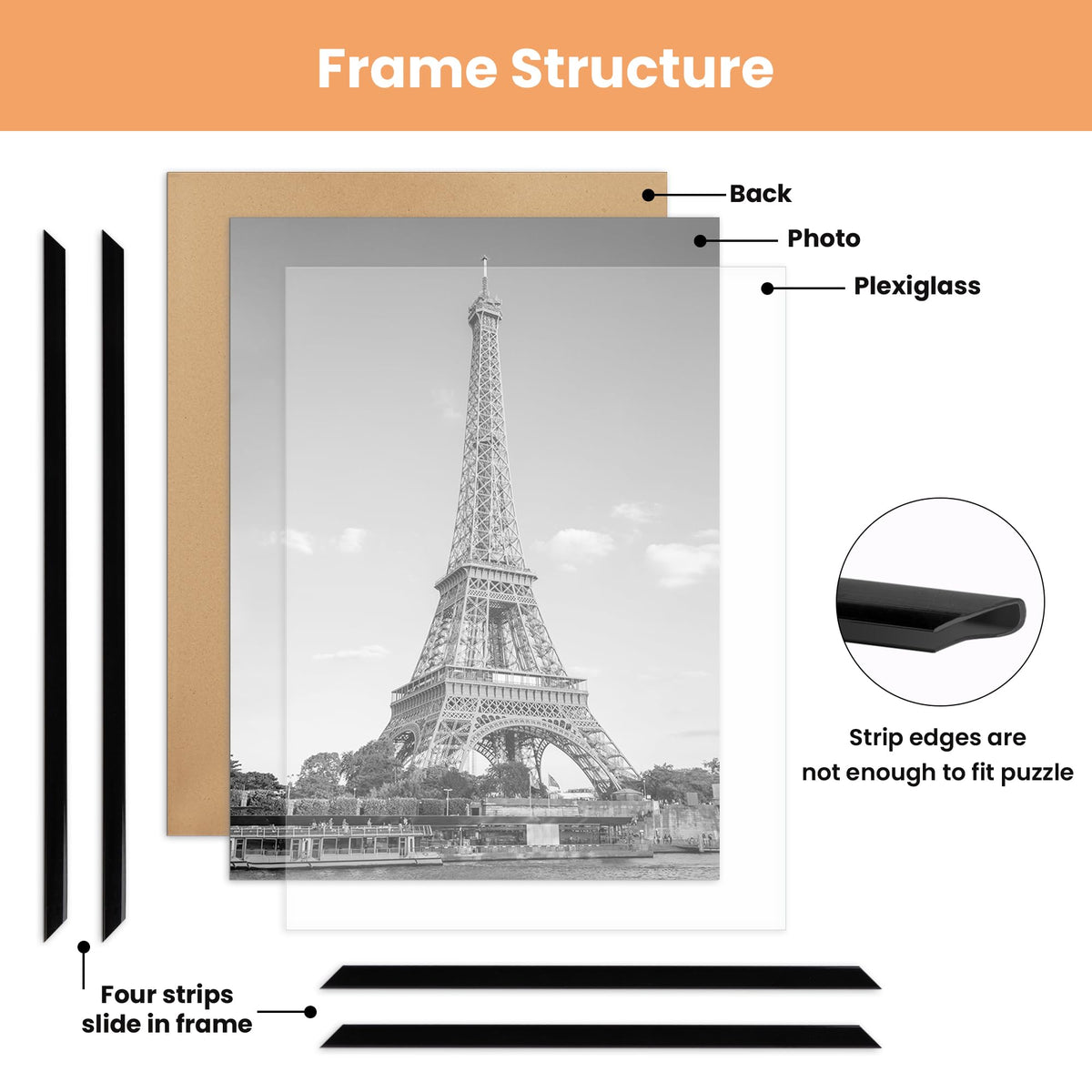 upsimples 11x17 Poster Frame, Easy Slide-In Assembly, Black, 3 Pack