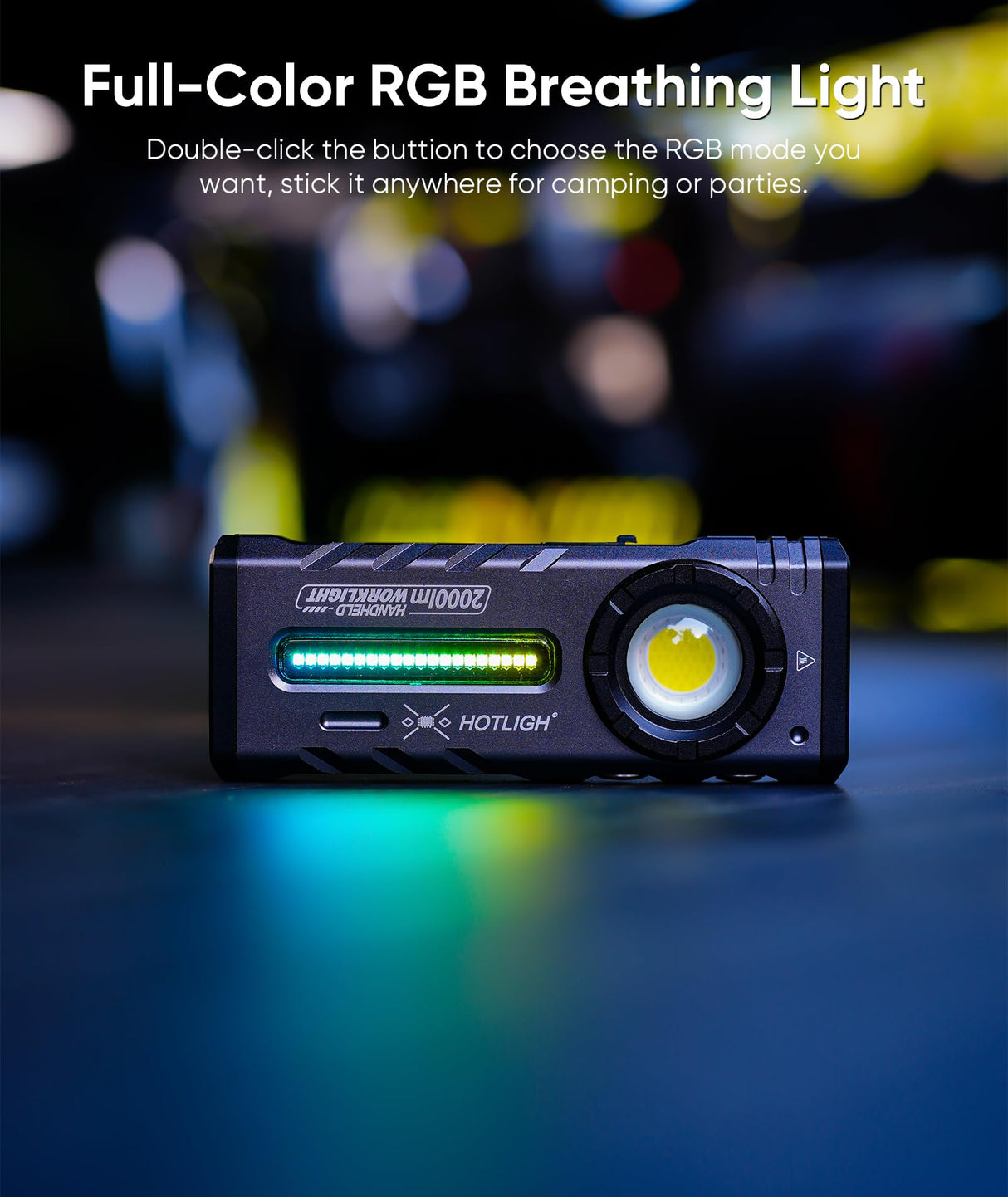 HOTLIGH ZF8313 Rechargeable Flashlight, Magnetic EDC Flashlight Rechargeable, 2000 Lumens LED Flashlight with RGB and UV Lighting Source for Outdoor, Car Repairing