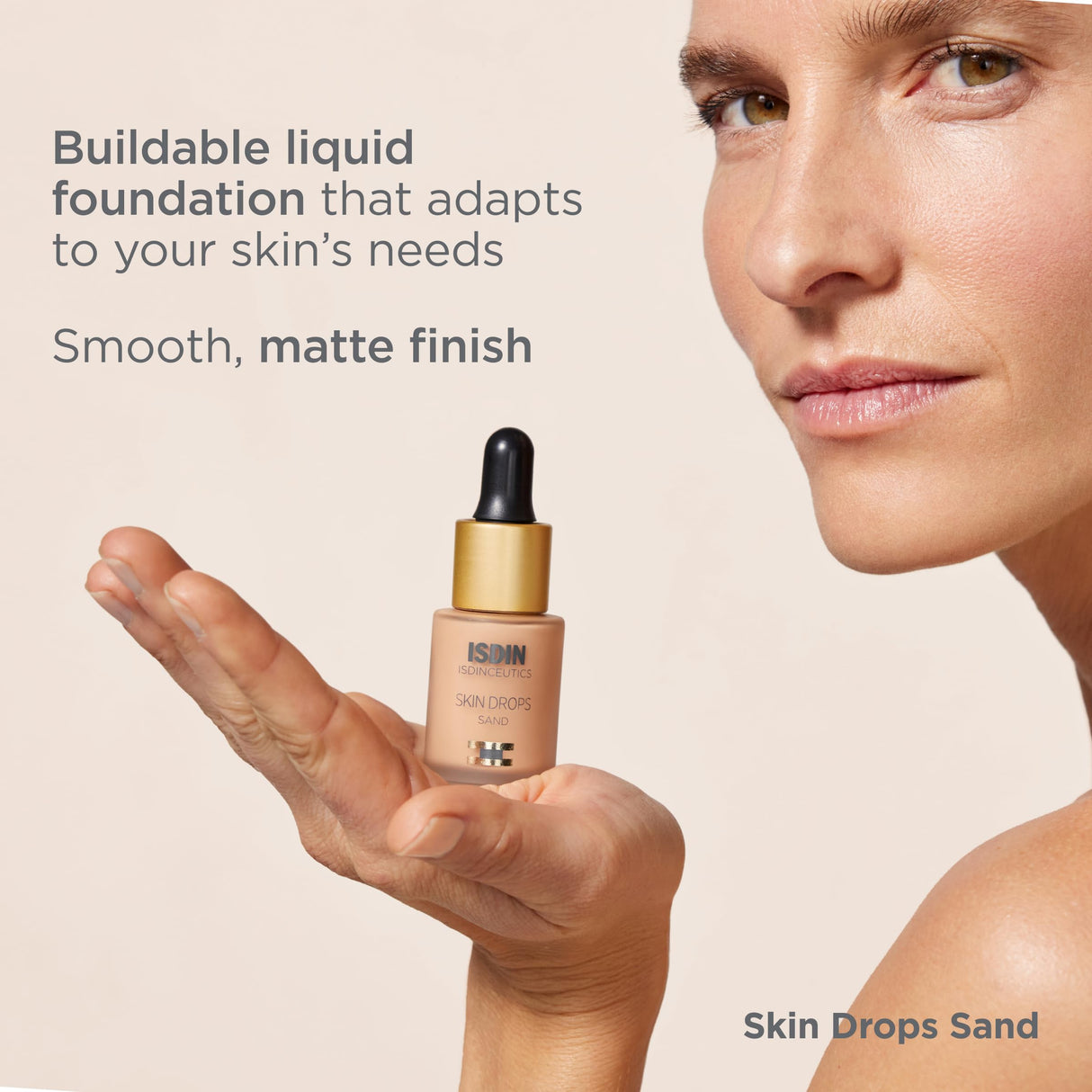 Isdinceutics Skin Drops Sand - Ultralight 12 Hour Foundation Drops in the Shade Sand, Full Coverage Liquid Makeup and Primer, 0.5 FL OZ