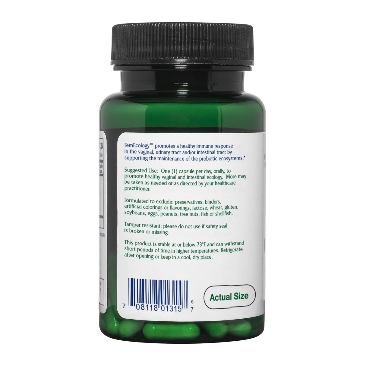 Vitanica FemEcology, Vaginal and Intestinal Probiotic Support, Vegetarian, 30 Capsules