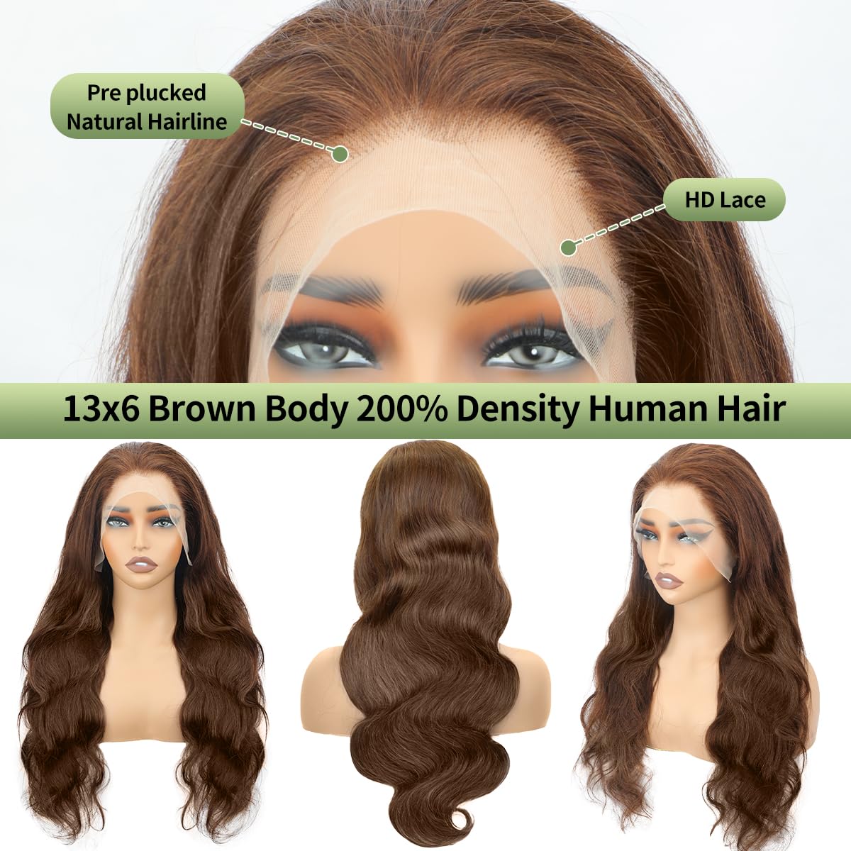 JMSTJMST 30 Inch Chocolate Brown Lace Front Wig Human Hair 200 Density 13x6 Hd Body Wave Lace Front Wigs Human Hair Pre Plucked Colored Frontal Wigs Human Hair Brown Wigs Human Hair Wig for Women