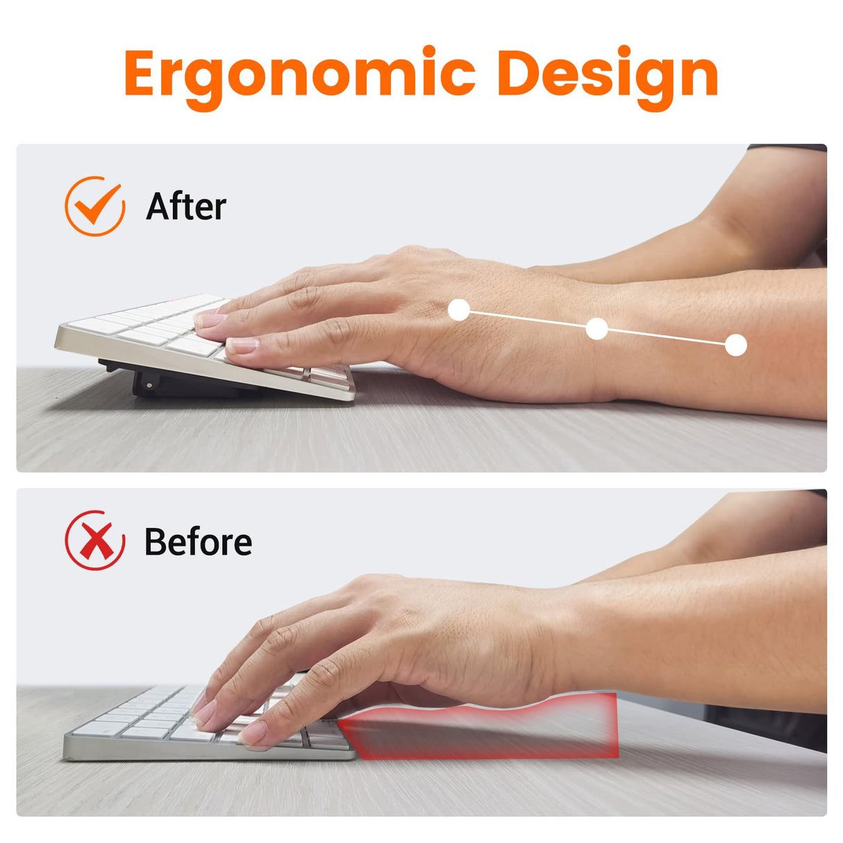 HONKID Computer Keyboard Stand for Desktop,Adjustable Keyboard Riser for Apple Magic Keyboard and Flat-Back Keyboards Only, Ergonomic Office Desk Accessories