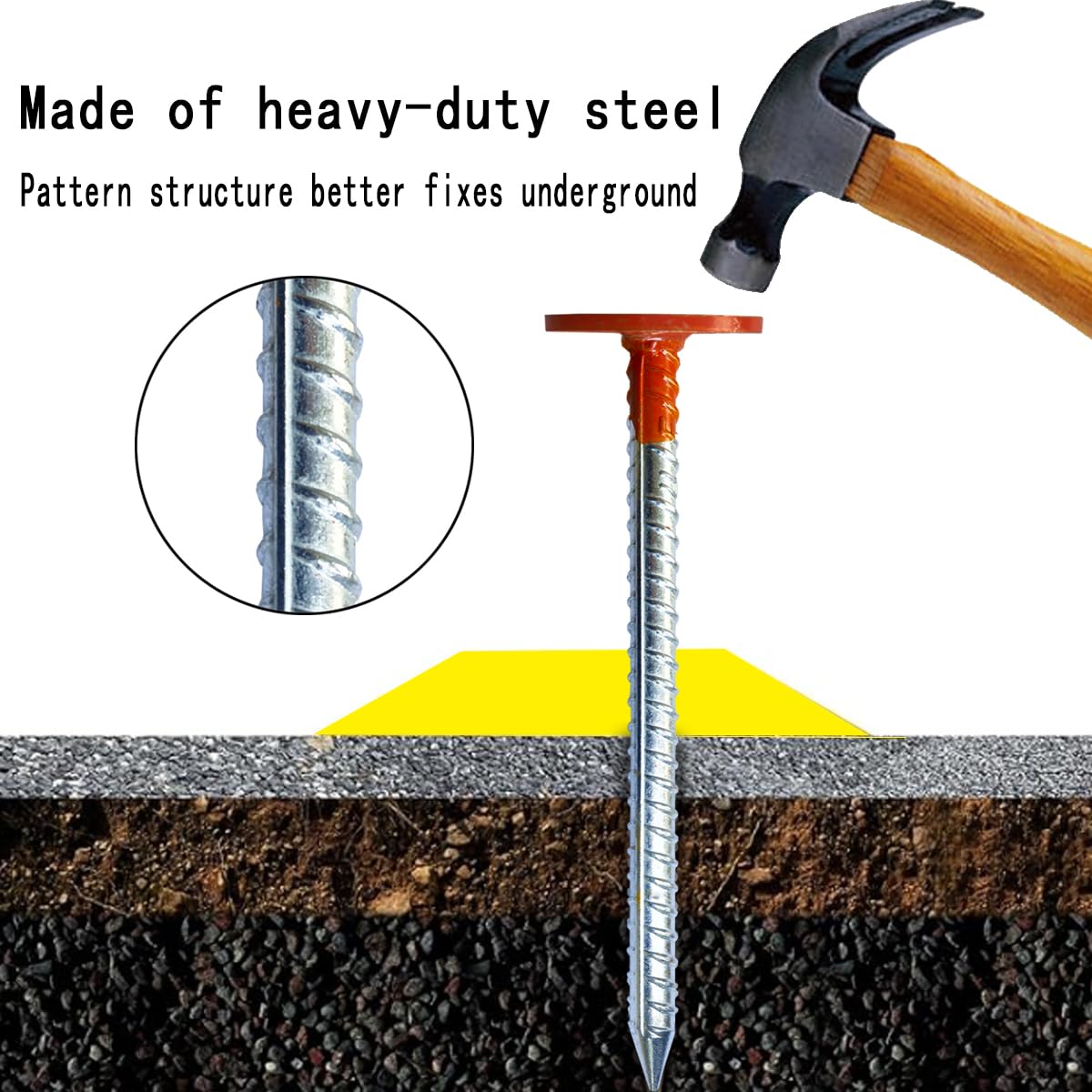 WANSRUYI Rebar Survey Marker Stakes, 12 Inch Long - 1.35 LB Heavy Duty, Hi-Vis Orange (2 Pack) Building line Marker Posts are Suitable for Paving Stones, Gardens, Lawn Edges, and Weed barriers