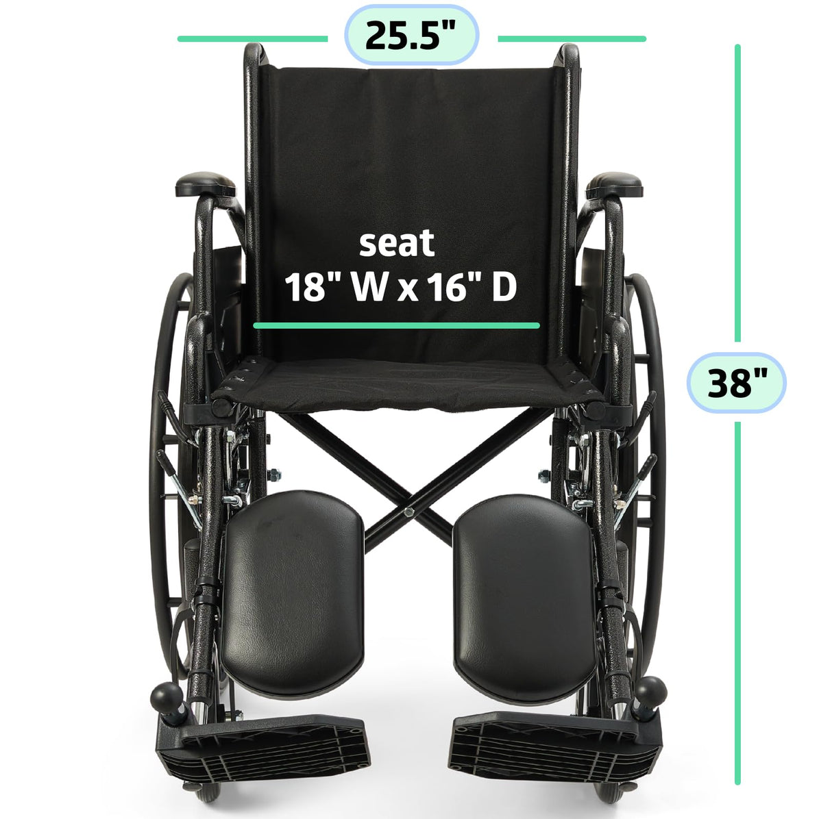 Medline Lightweight Wheelchair for Adults With Swing-Back, Desk-Length Arms, Elevating Leg Rests; 18W" x 16"D Seat