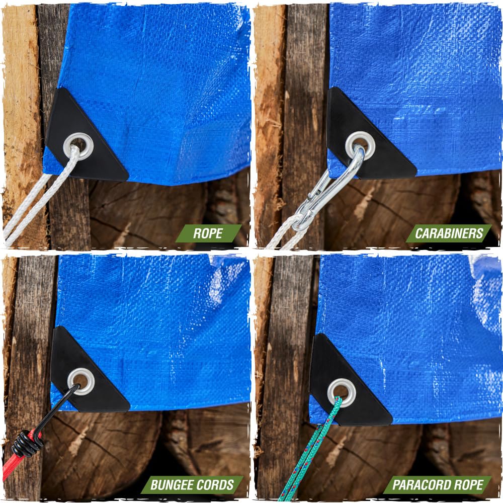RUGGED RHINO Heavy Duty Waterproof Tarp, 15x15, 2 Pack, UV and Tear Resistant Cover with Reinforced Grommets and Corners, Outdoor Multipurpose Tarps for Camping, Patio, Garden, Car & Roof, 5 Mil, Blue