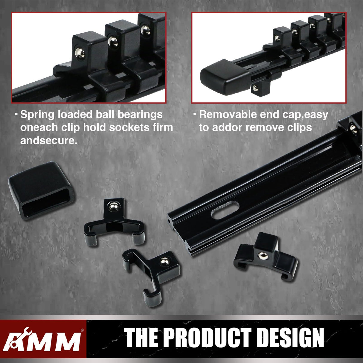 AMM 6-Piece Socket Organizer,3/8 inch Drive ABS Tools-Socket Holder,Heavy Duty Socket Racks,Premium Quality Socket Clip Rail Holder,The best tool trays in the garage