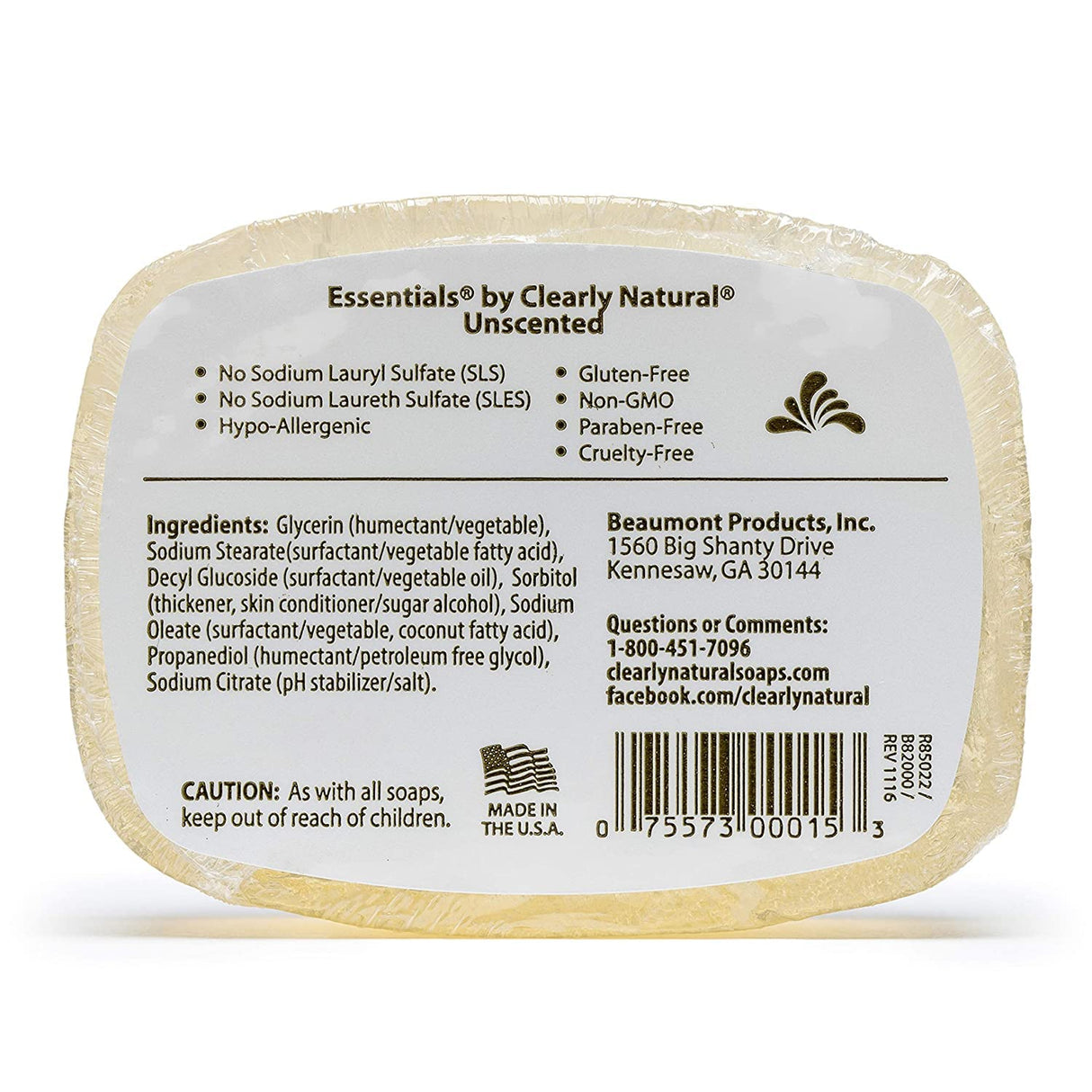 Clearly Natural Essentials Glycerin Bar Soap, Unscented, 4 Ounce, Pack of 12 (Packaging May Vary)