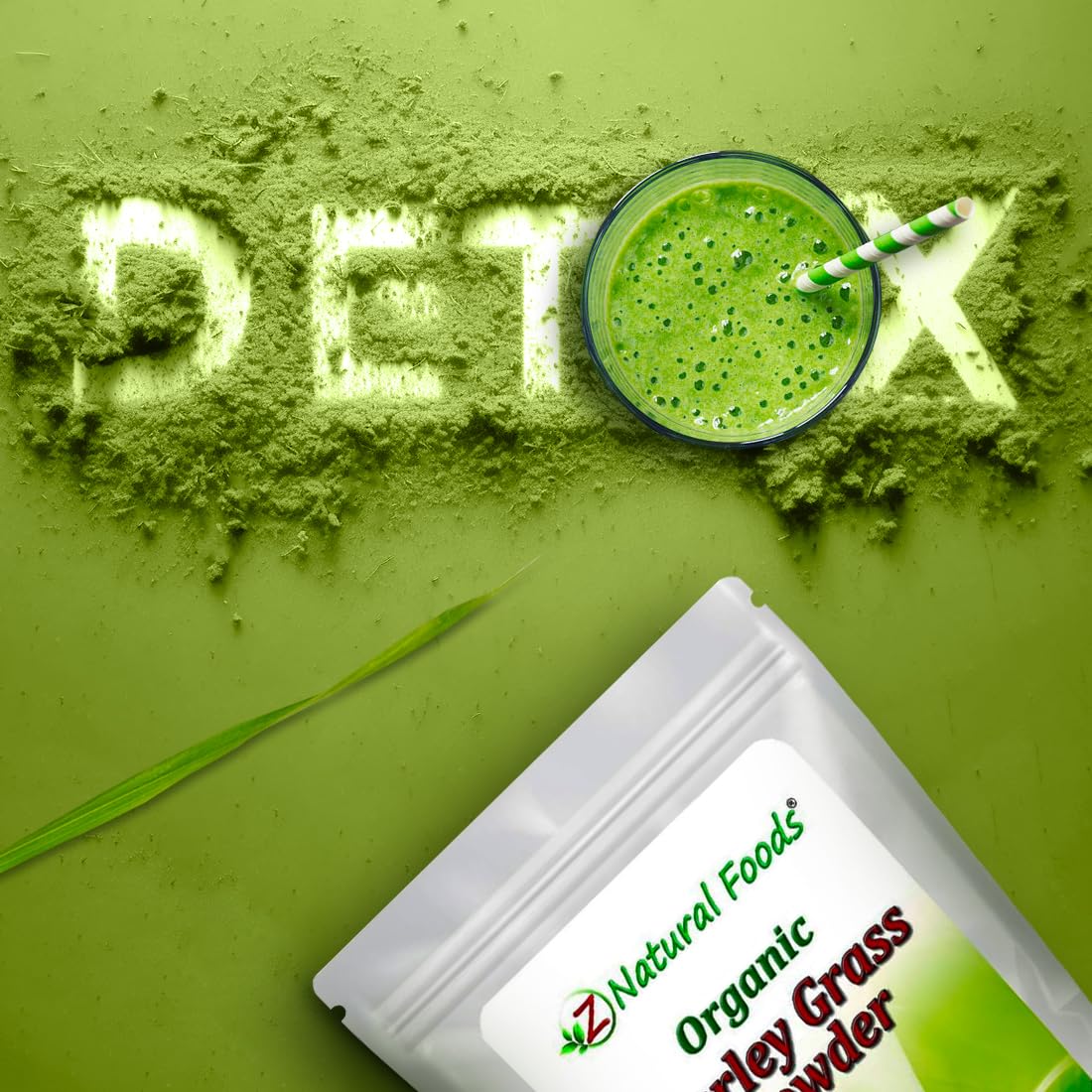 Z Natural Foods Organic Barley Grass Powder - USDA Organic Whole Food Green Blend for Energy Boost, Detox & pH Balance with Amino Acids, Minerals - Antioxidant Mix for Juice, Water, Smoothies, 1 lb