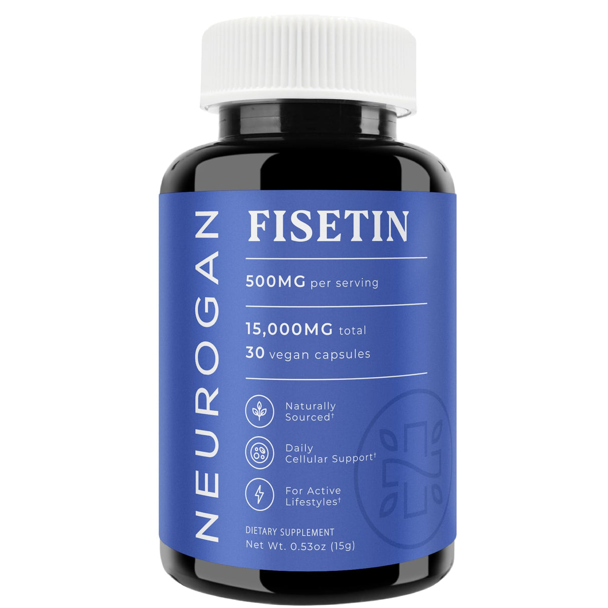 Neurogan Fisetin Supplement 500MG - 30 Count 98% Pure | Healthy-Aging & Brain Health Fisetin Capsules | Brain Supplements for Memory and Focus, Senolytic Support | Natural Polyphenols, Non-GMO