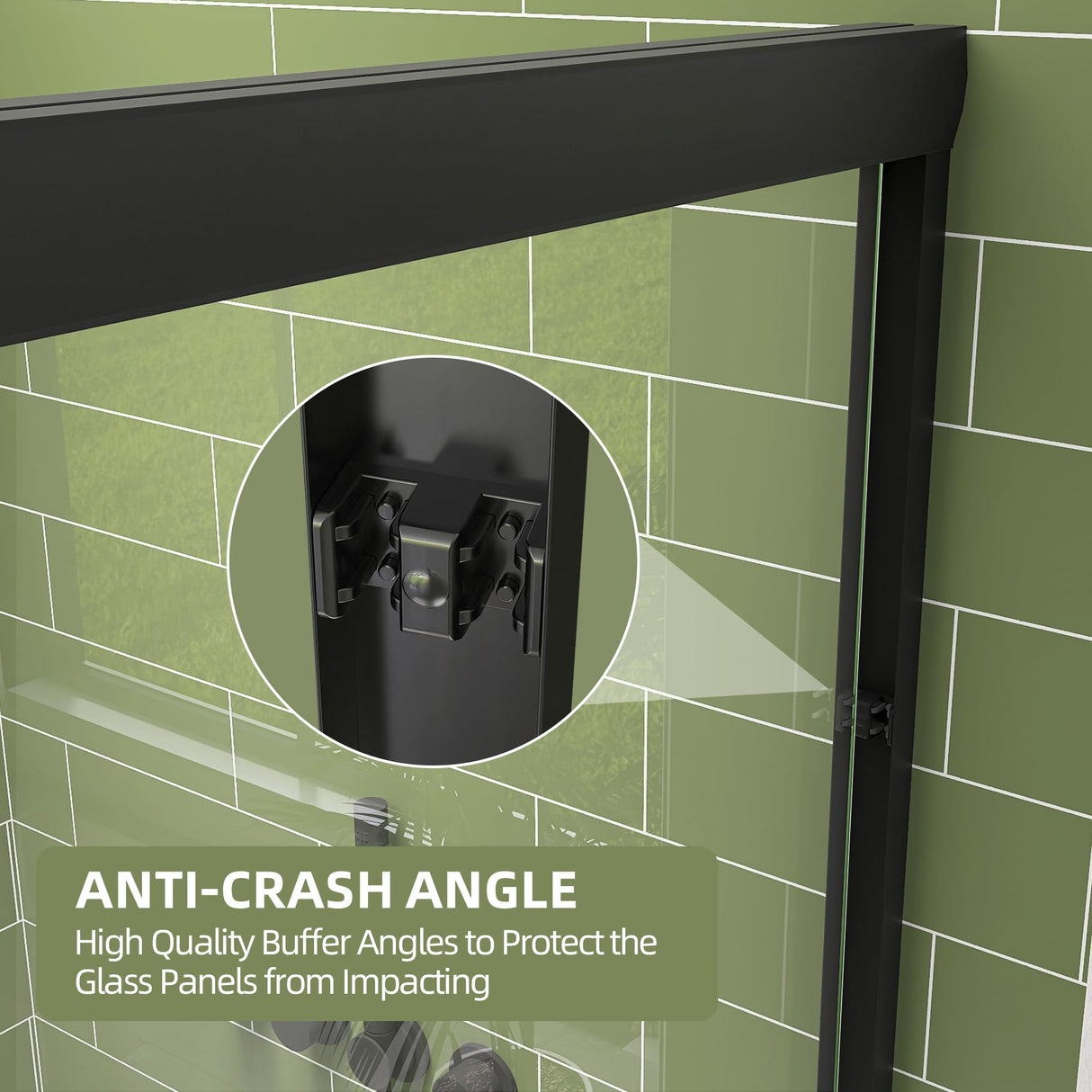 GETPRO Shower Door Double Sliding 57-60 in. W x 72 in. H Semi-Frameless Bypasss Bathroom Glass Shower Sliding Doors,1/4 inch Clear Tempered Glass Door for Walk-in Shower Matte Black