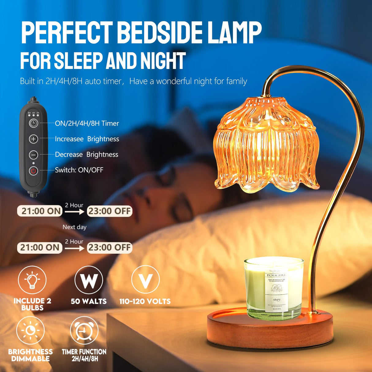 GEEZO Fragrance Candle Warmer Lamp,Electric Candle Warmer with Timer & Dimmer,Mom Christmas Birthday Gifts for Women, House Warming Gifts New Home Bedroom Decor