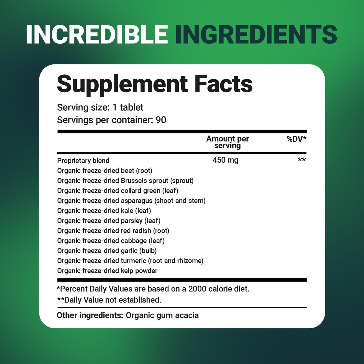 Dr. Berg's Greens Superfood Cruciferous Vegetable Tablets - Vegetable Supplements for Adults w/ 11 Phytonutrient Super Greens - Energy, Immune System & Liver Veggie Tablets - 90 Tablet