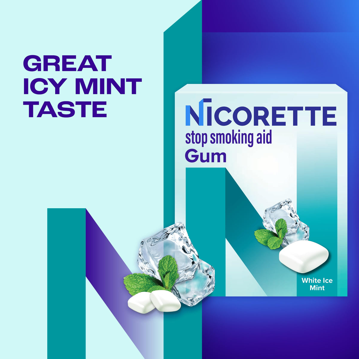 Nicorette Nicotine Gum 2mg, White Ice Mint, 200 Count