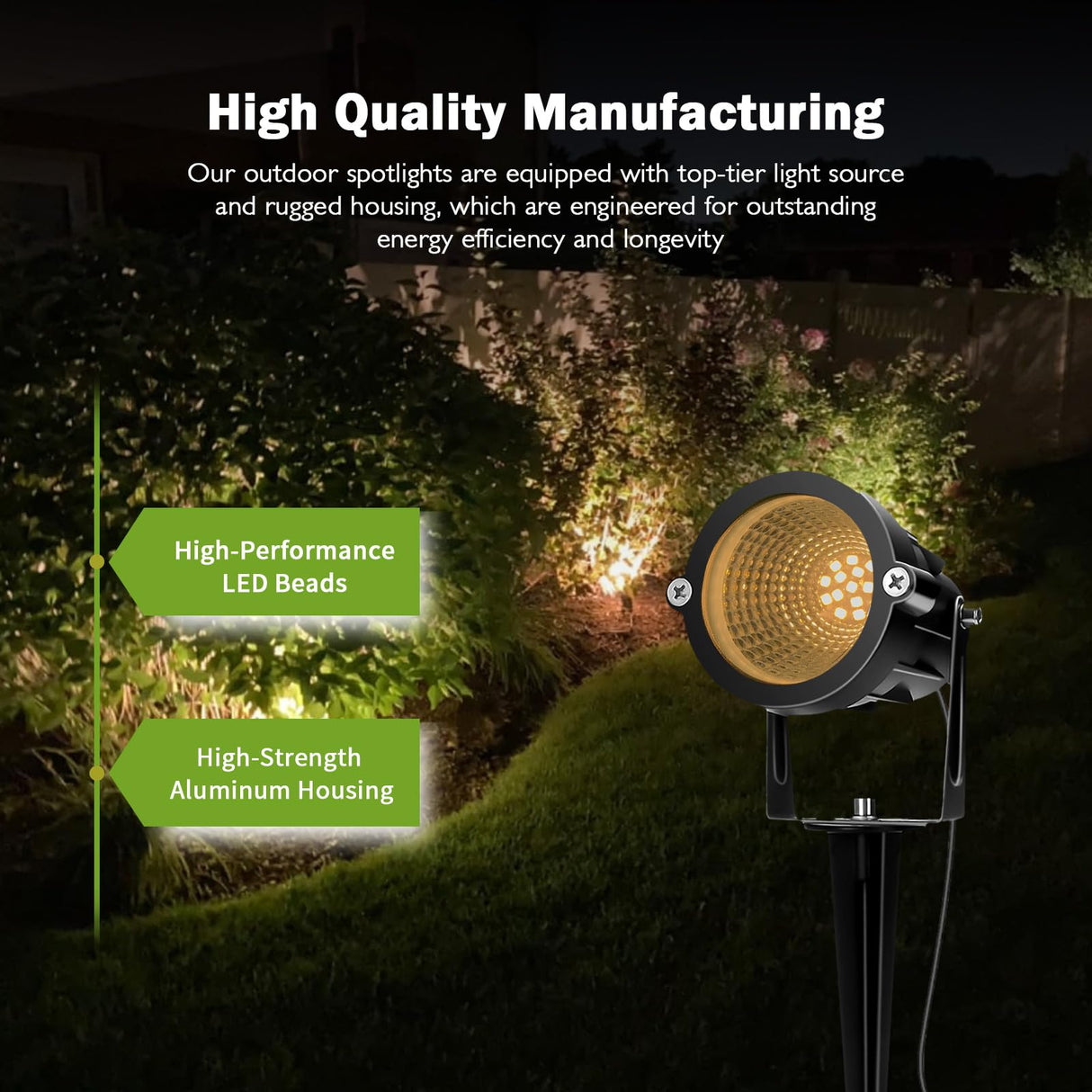 REEGOLD Outdoor Spotlight Warm White 2700K, 10W LED Spot Lights Outdoor for Yard Garden Tree, 120V Plug in Landscape Lighting with IP65 Waterproof for Halloween Christmas Decor, 4 Pack