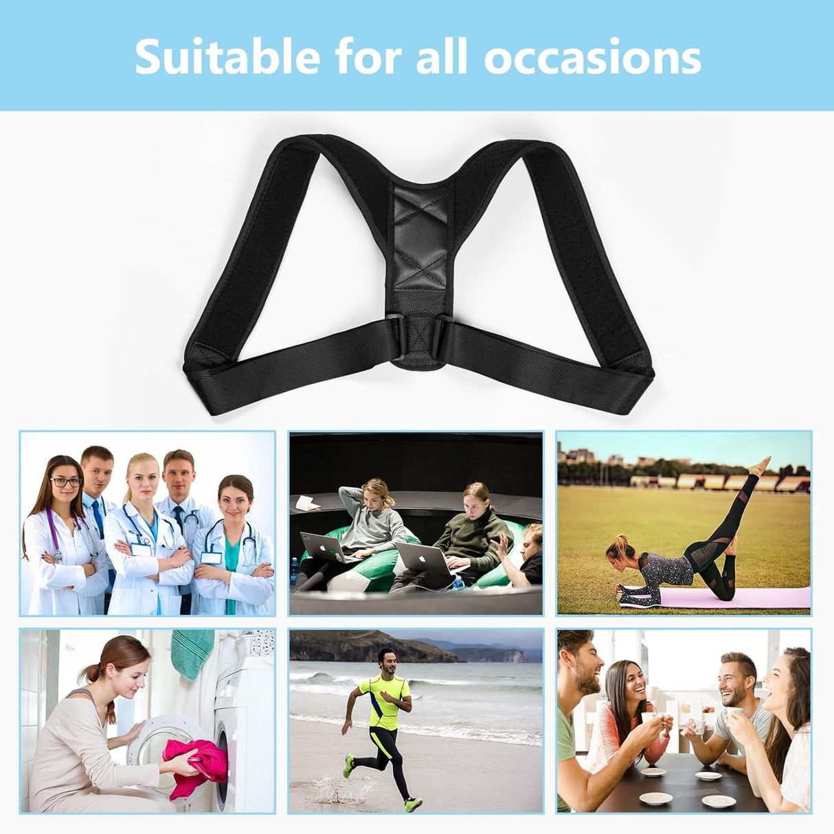 Posture Corrector for Women & Men, Adjustable Back Brace for Posture Support, Breathable & Invisible Upper Back Straightener – Relieves Neck, Shoulder, Clavicle Pain, Improves Alignment for Sitting(M)