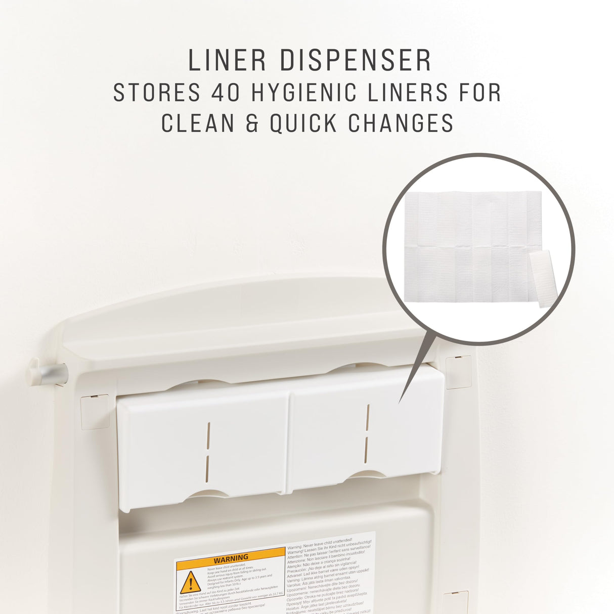 Rubbermaid Commercial Products Horizontal Baby Changing Station, Light Platinum, Wall-Mounted Fold-Down Diaper Change Table with Safety Straps for Restaurants/Hotels/Schools/Airports