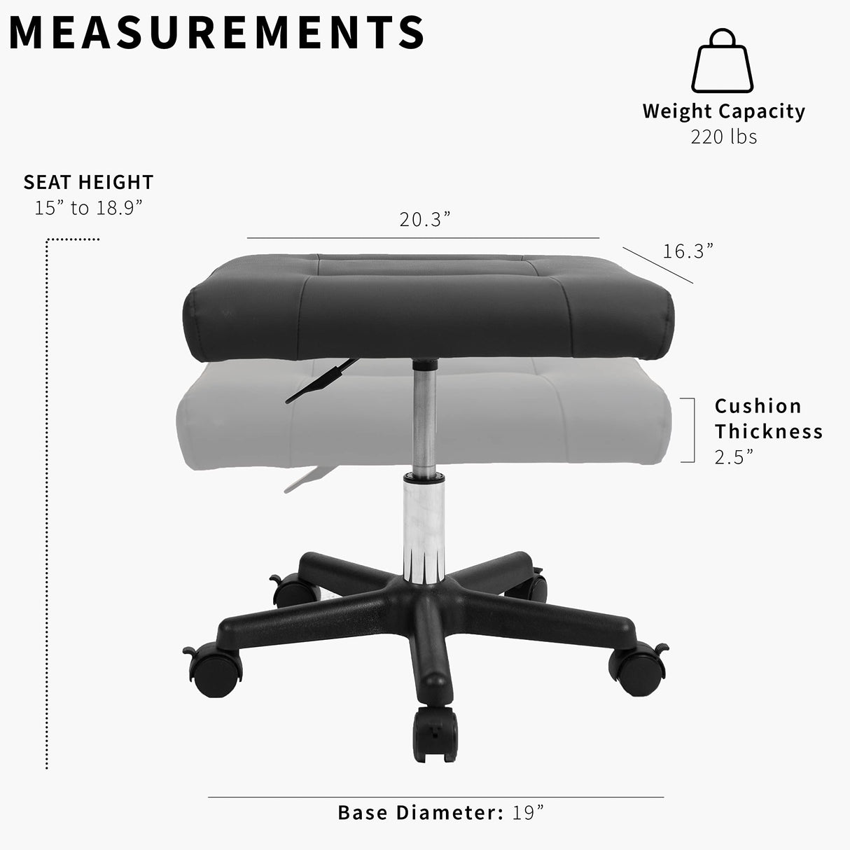 VIVO Mobile Under Desk Leg Rest Ottoman Adjustable Foot Stool for Home Office, Black, CHAIR-S04F