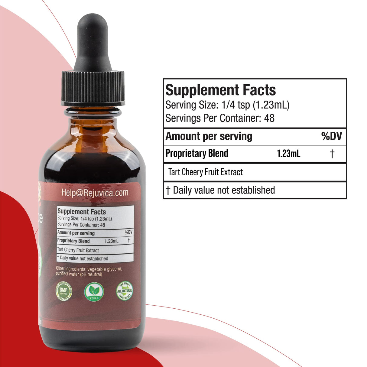 Rejuvica Health Cherry Force - Advanced Tart Cherry Extract - Real Tart Cherries - Rich in Phytonutrients - Liquid Extract for Better Absorption