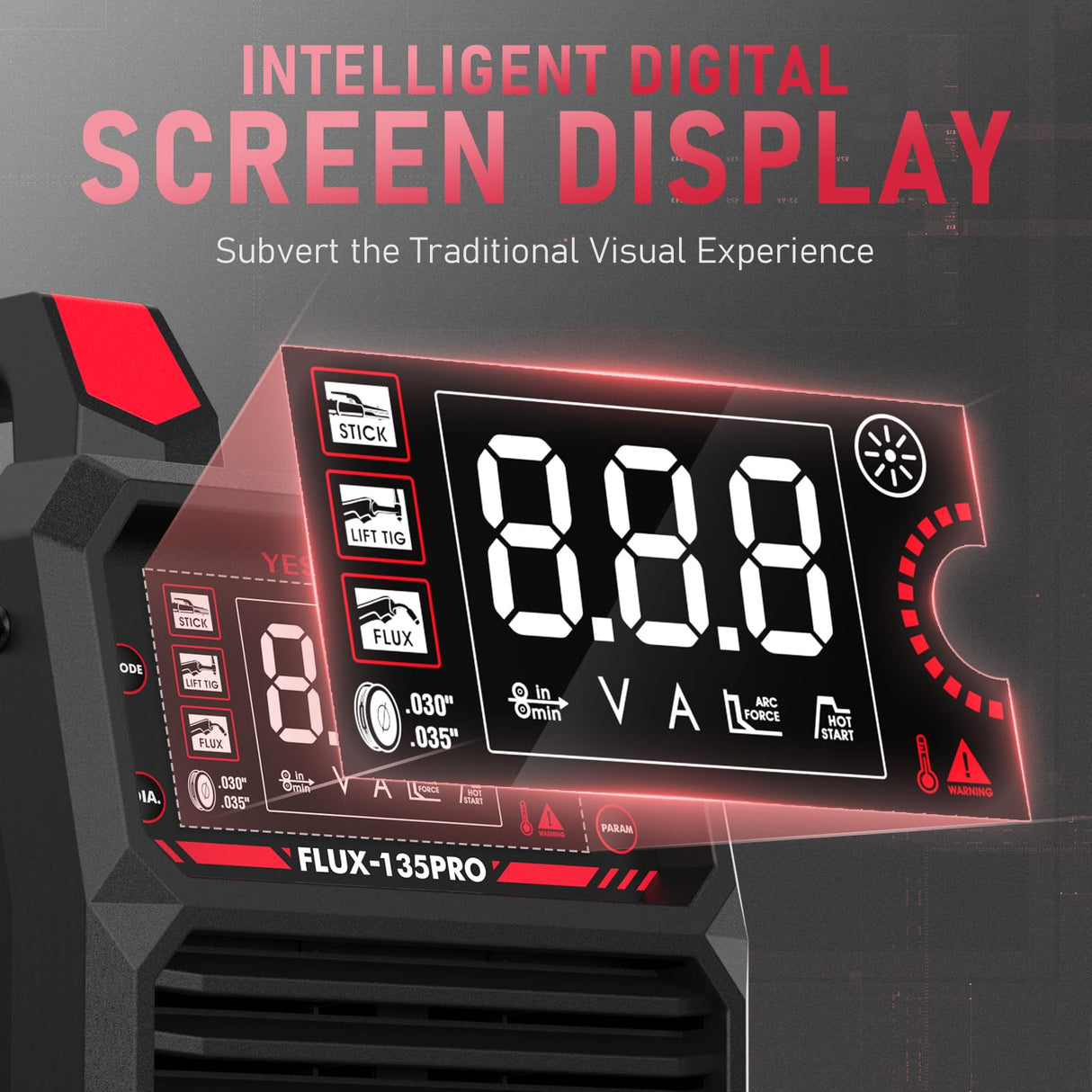 YESWELDER 135A MIG Welder, 110V Flux Core Gasless MIG/Lift TIG/Stick 3-in-1 Synergic Control LED Display Welding Machine, Bonus Flux Core Wire